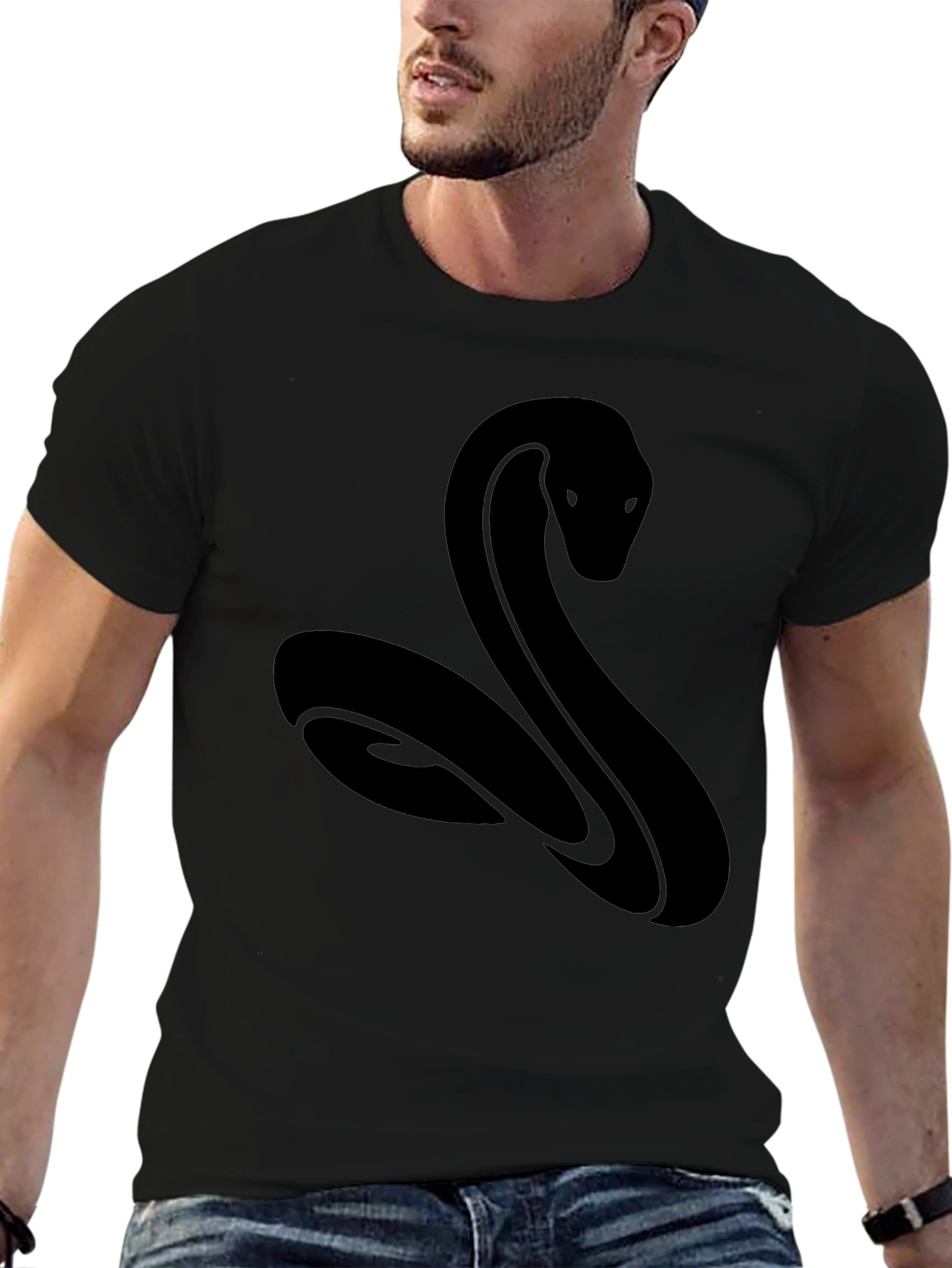 Black Snake Graphic T-Shirt - Mens Casual Tee