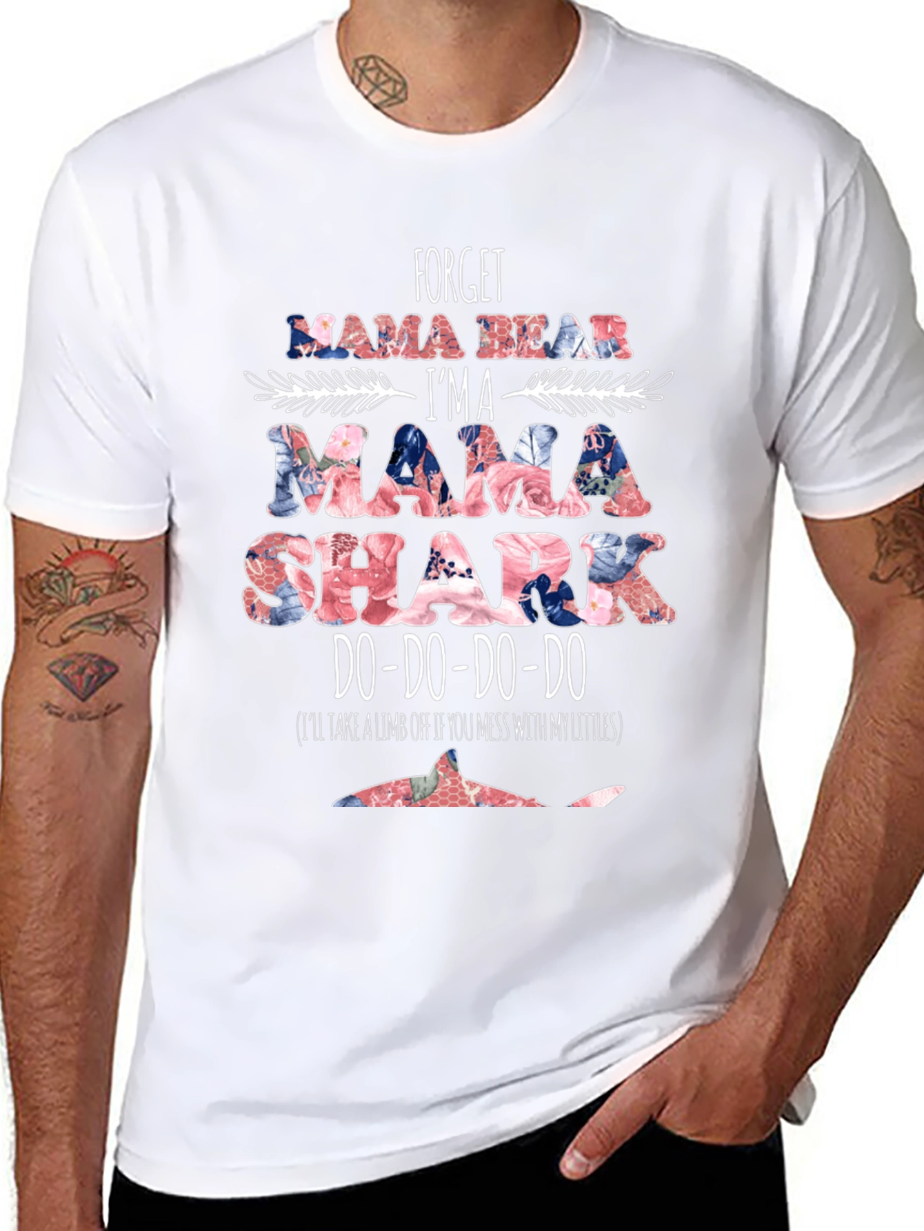 Mama Shark Graphic Tee - Floral Print