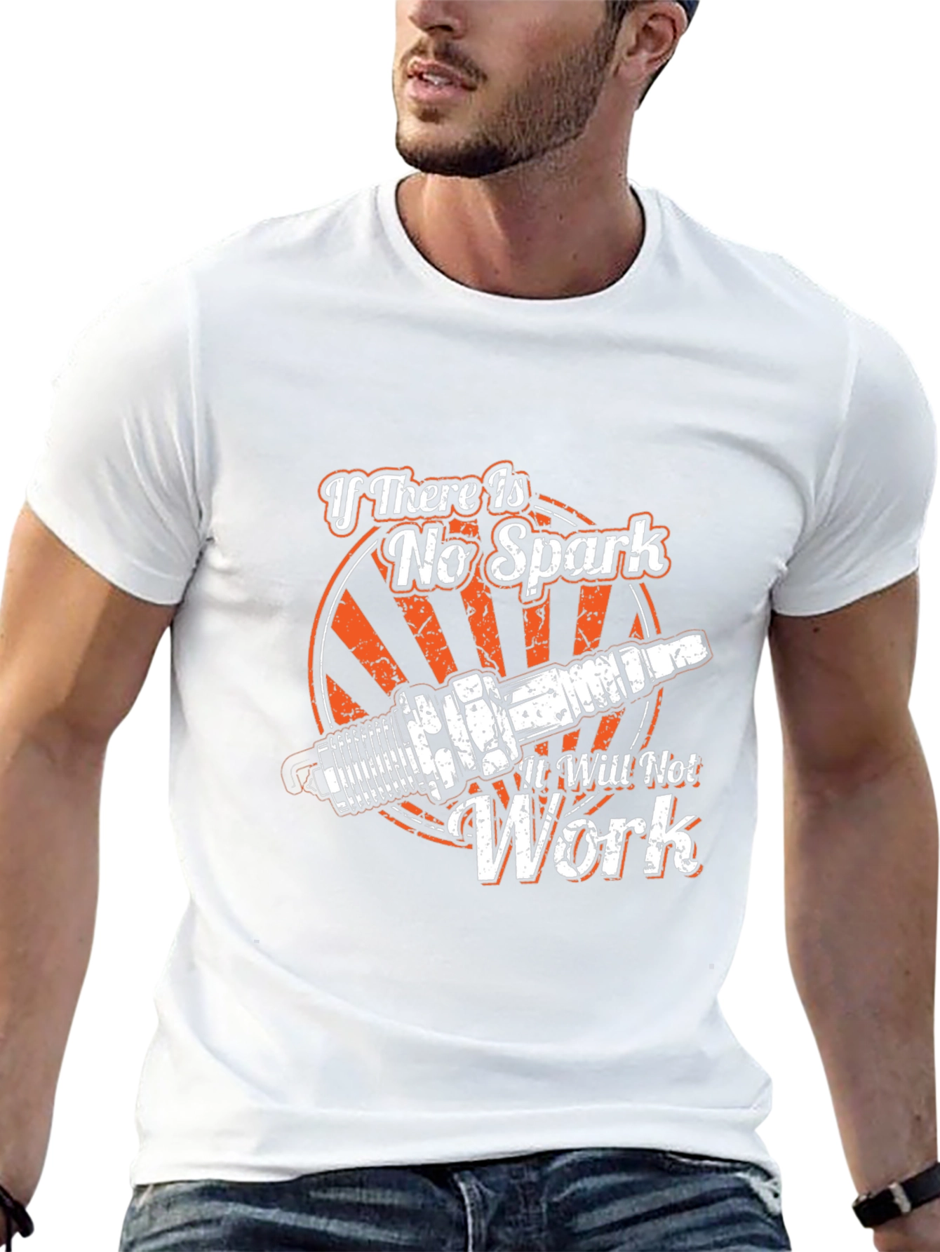 No Spark No Work Graphic T-Shirt - Mechanic