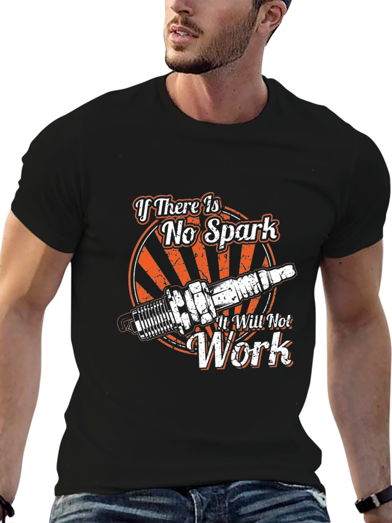 No Spark No Work Graphic T-Shirt - Mechanic