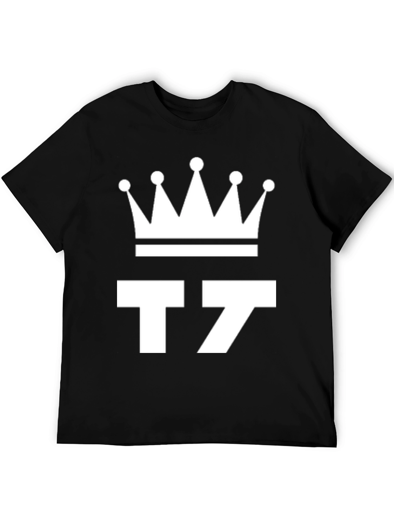 Crown & Number Graphic Tee - Black Cotton Blend