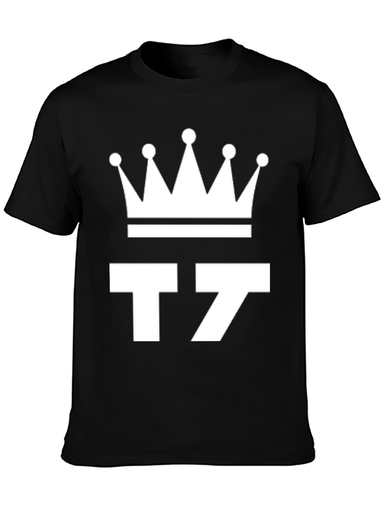 Crown & Number Graphic Tee - Black Cotton Blend