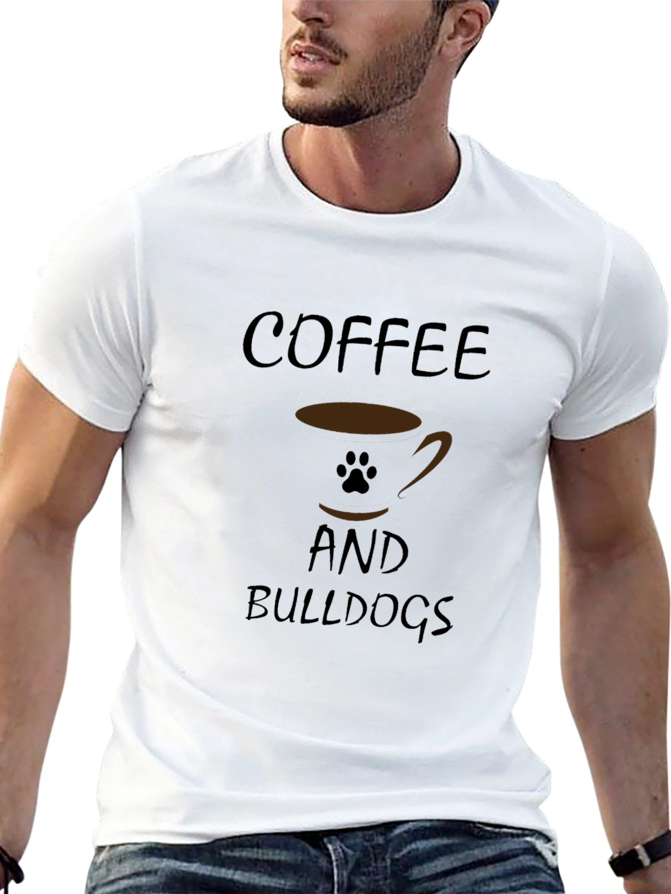 Coffee and Bulldogs Black Graphic T-Shirt