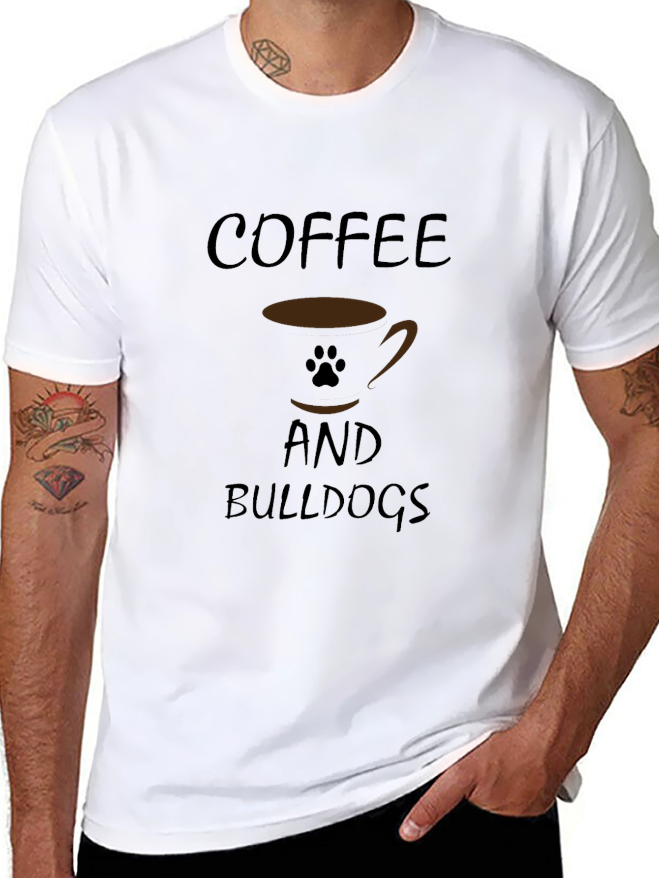 Coffee and Bulldogs Black Graphic T-Shirt