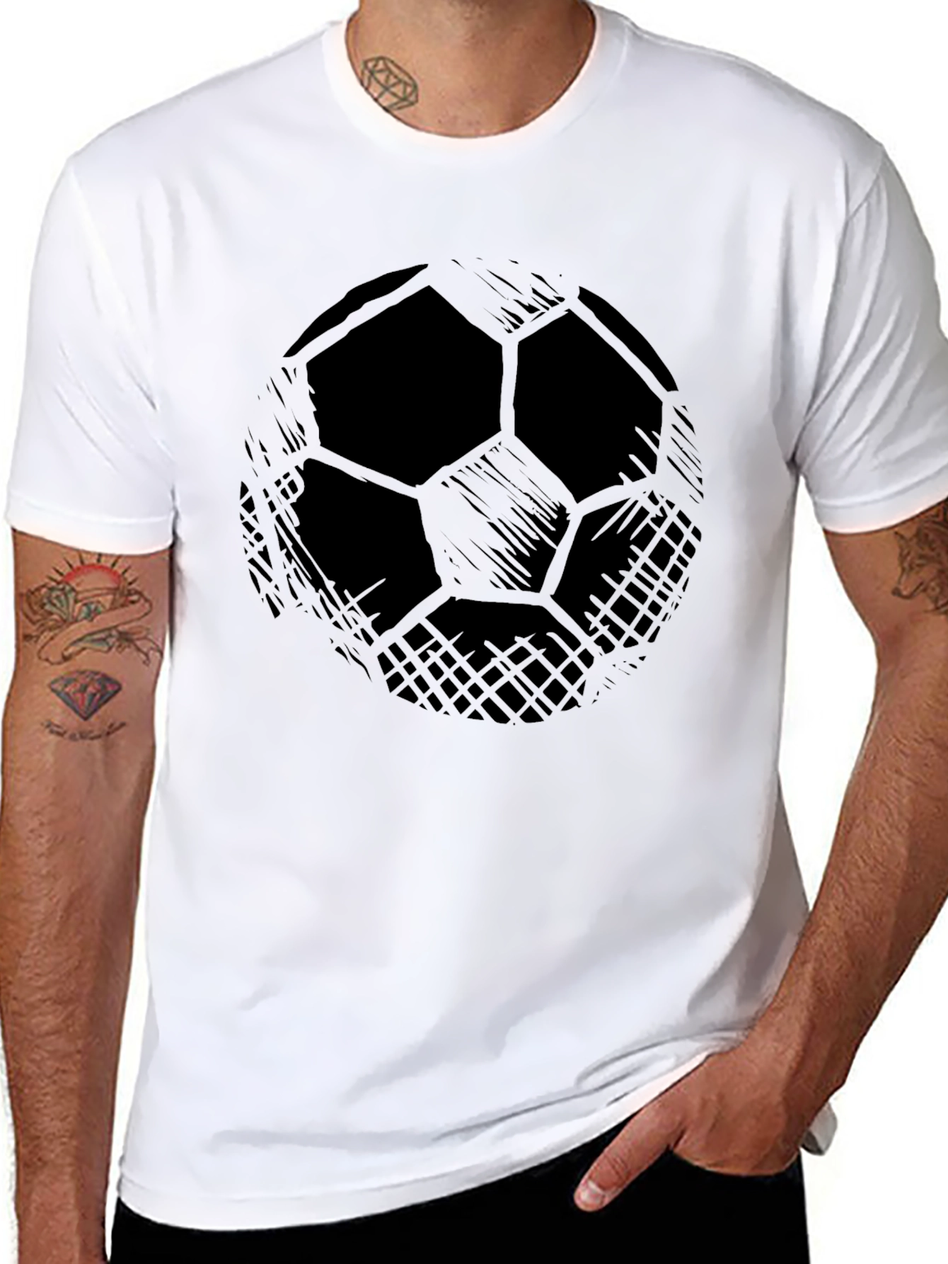 Soccer Ball Graphic T-Shirt - Black