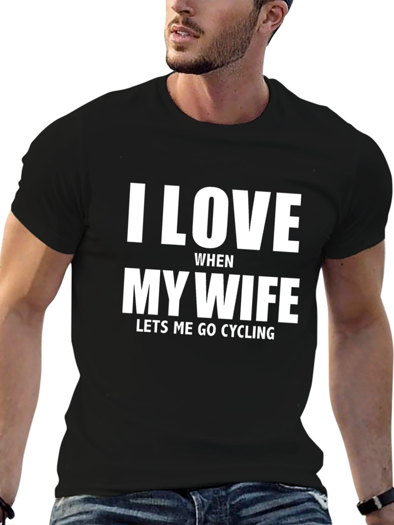 I Love My Wife Cycling Black T-Shirt