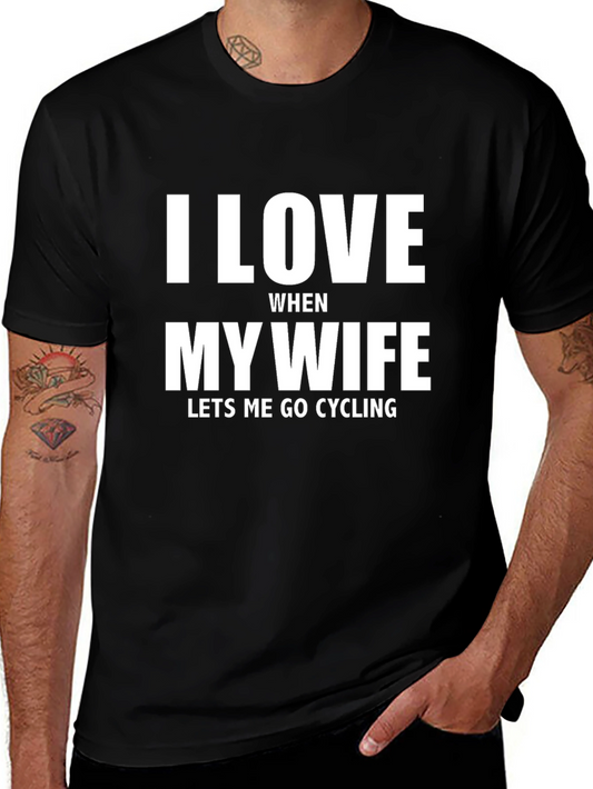 I Love My Wife Cycling Black T-Shirt