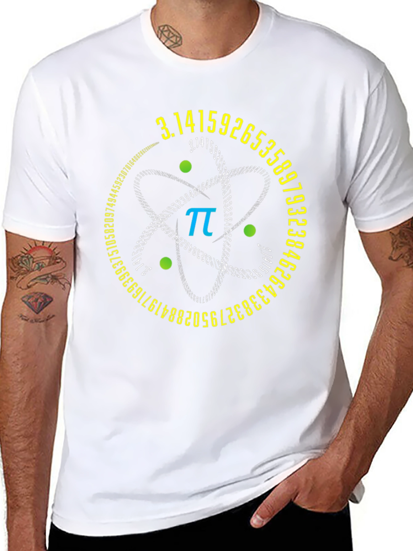 Pi Symbol Atom Design Black T-Shirt