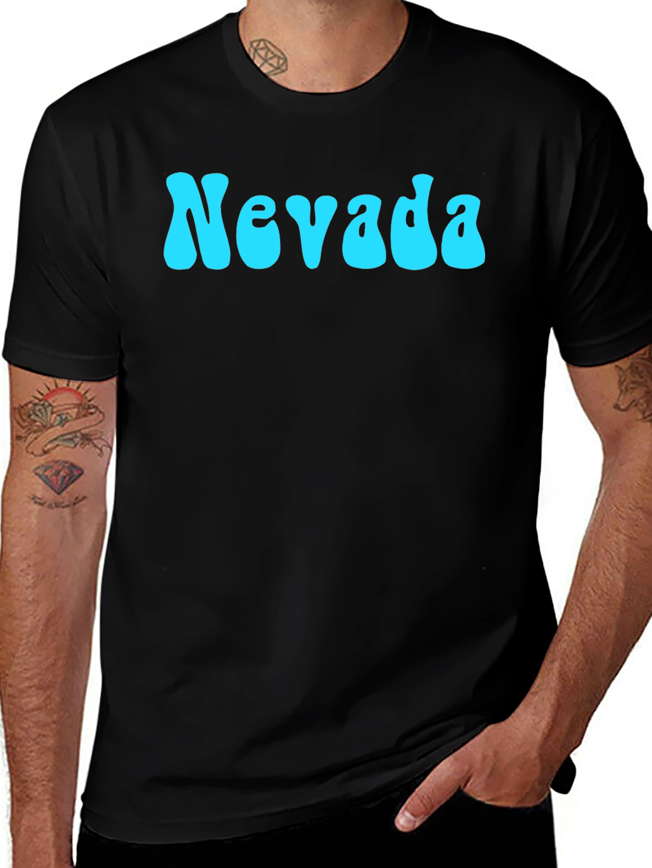 Nevada Retro Style Graphic Tee - Black Cotton T-Shirt