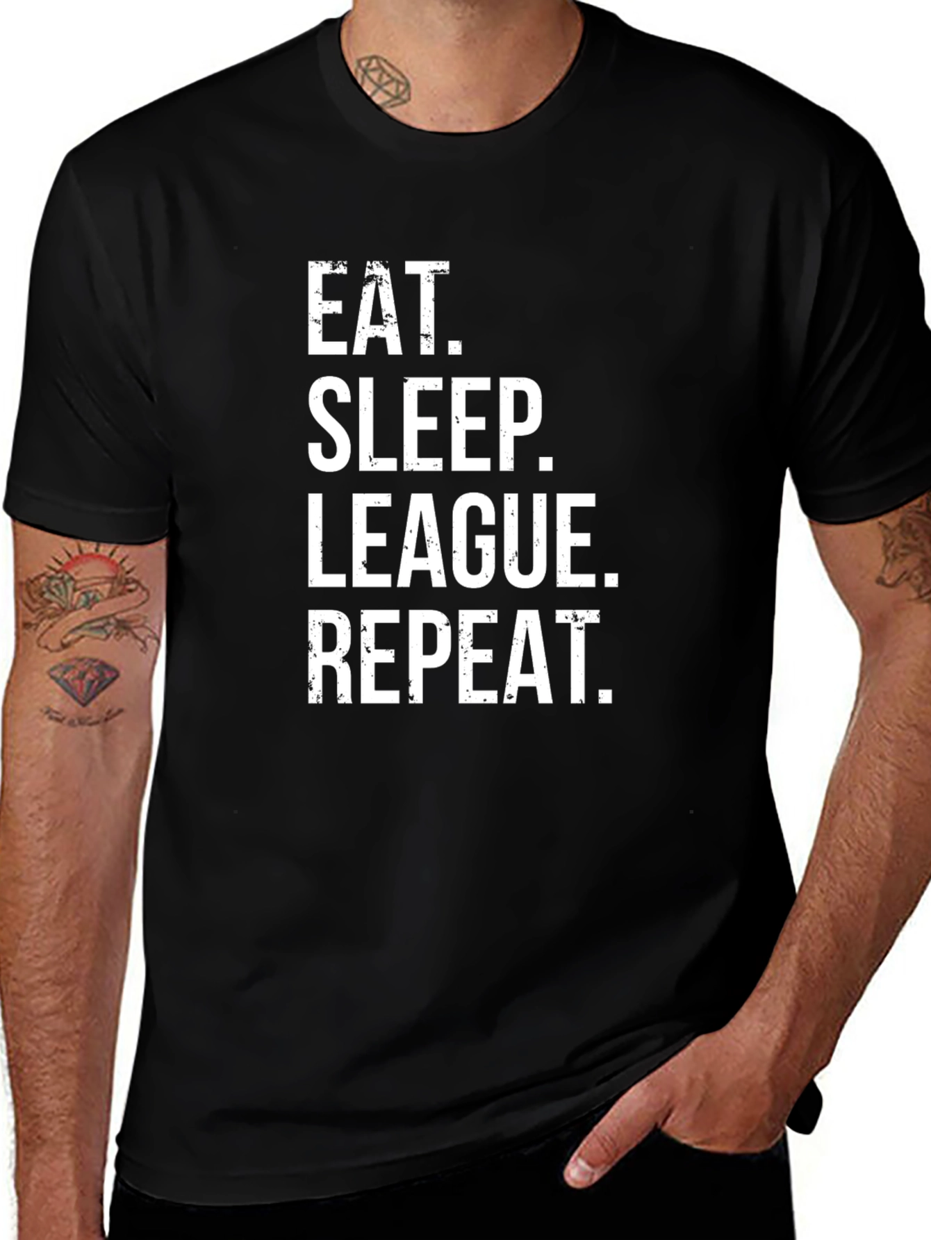Eat Sleep League Repeat Black T-Shirt