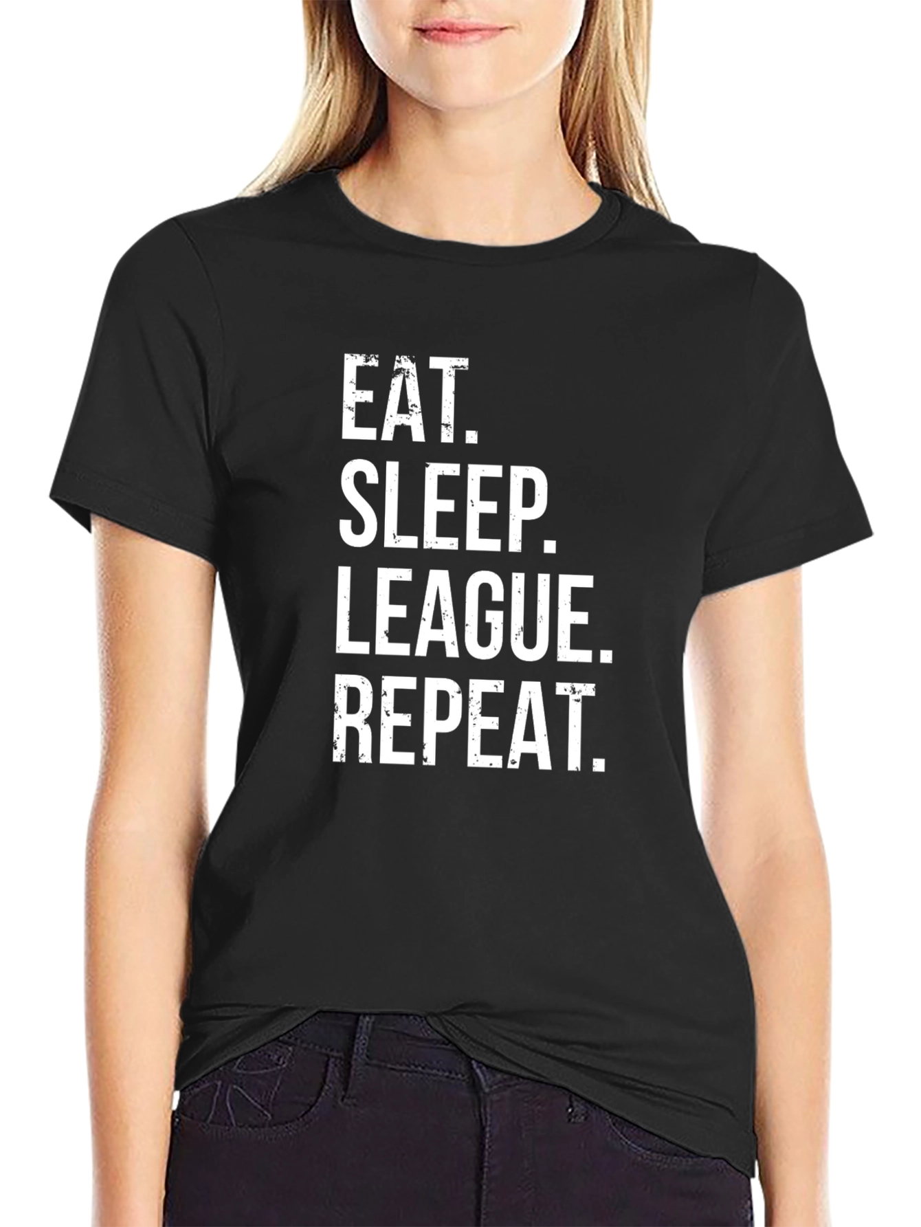 Eat Sleep League Repeat Black T-Shirt