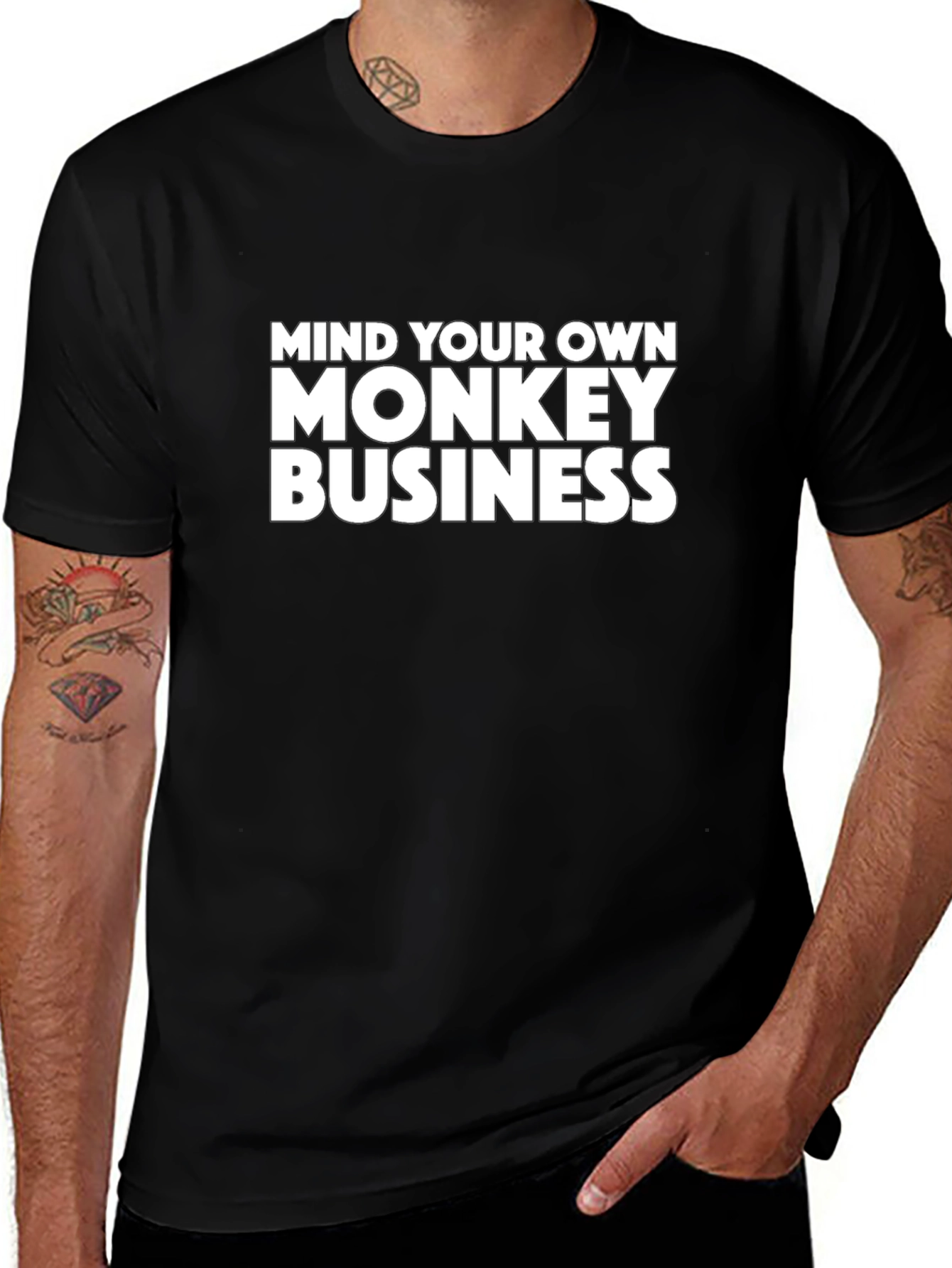 Mind Your Own Monkey Business Black T-Shirt