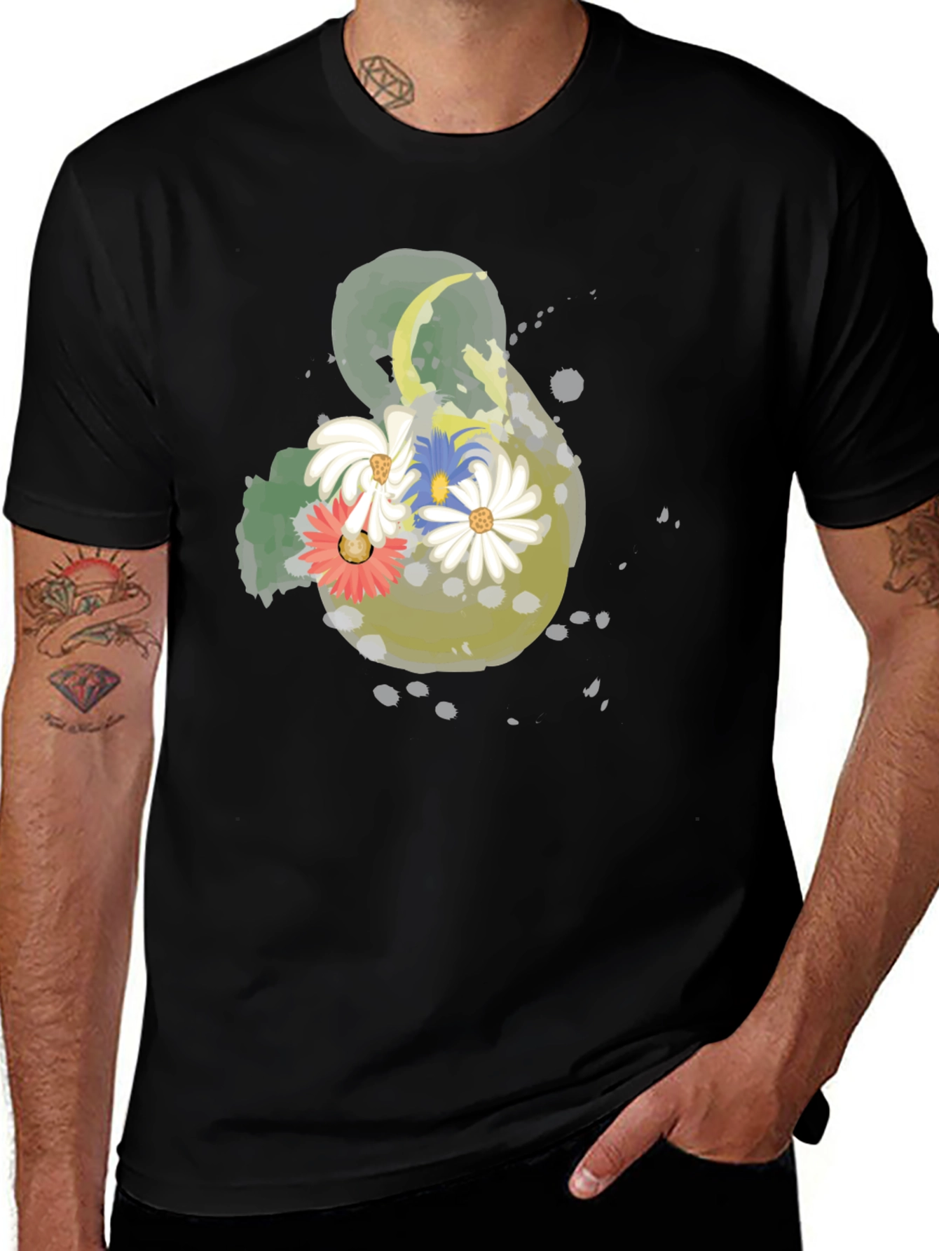 Floral Graphic Black T-Shirt