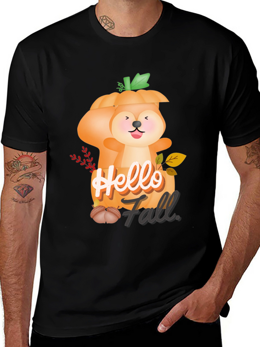 Hello Fall Squirrel Pumpkin Tee