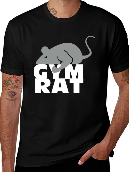 Gym Rat T-Shirt - Gray Mouse Graphic Black