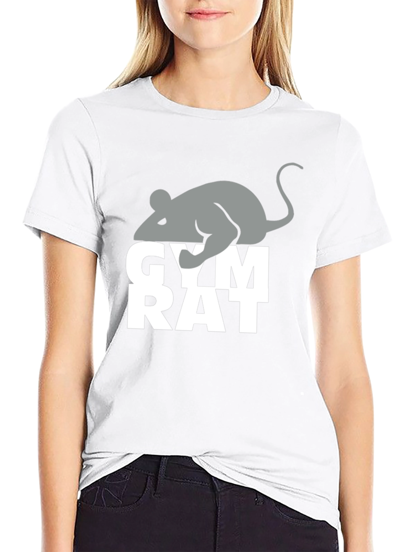 Gym Rat T-Shirt - Gray Mouse Graphic Black