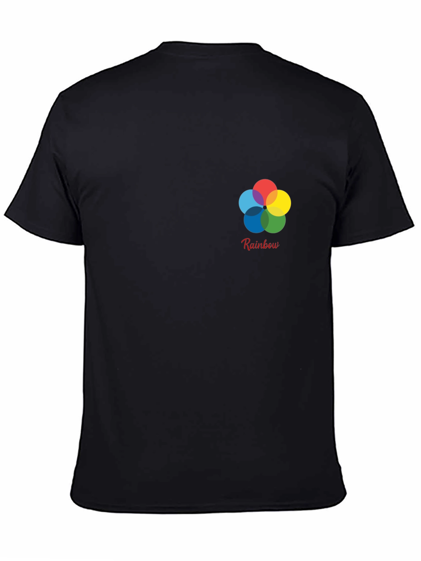 Rainbow Flower Graphic Black T-Shirt