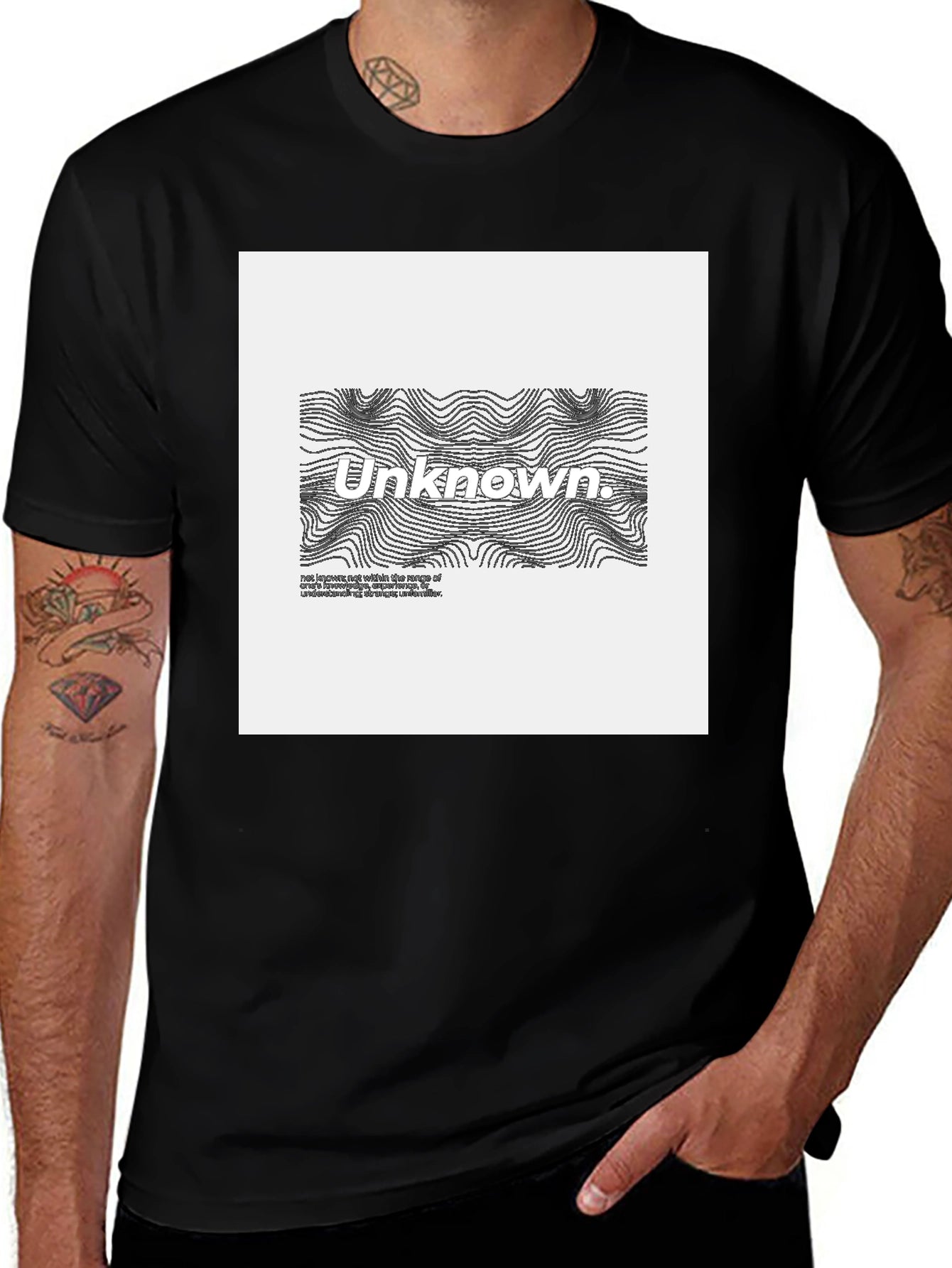 Unknown Graphic Tee - Black Cotton Blend Casual Wear