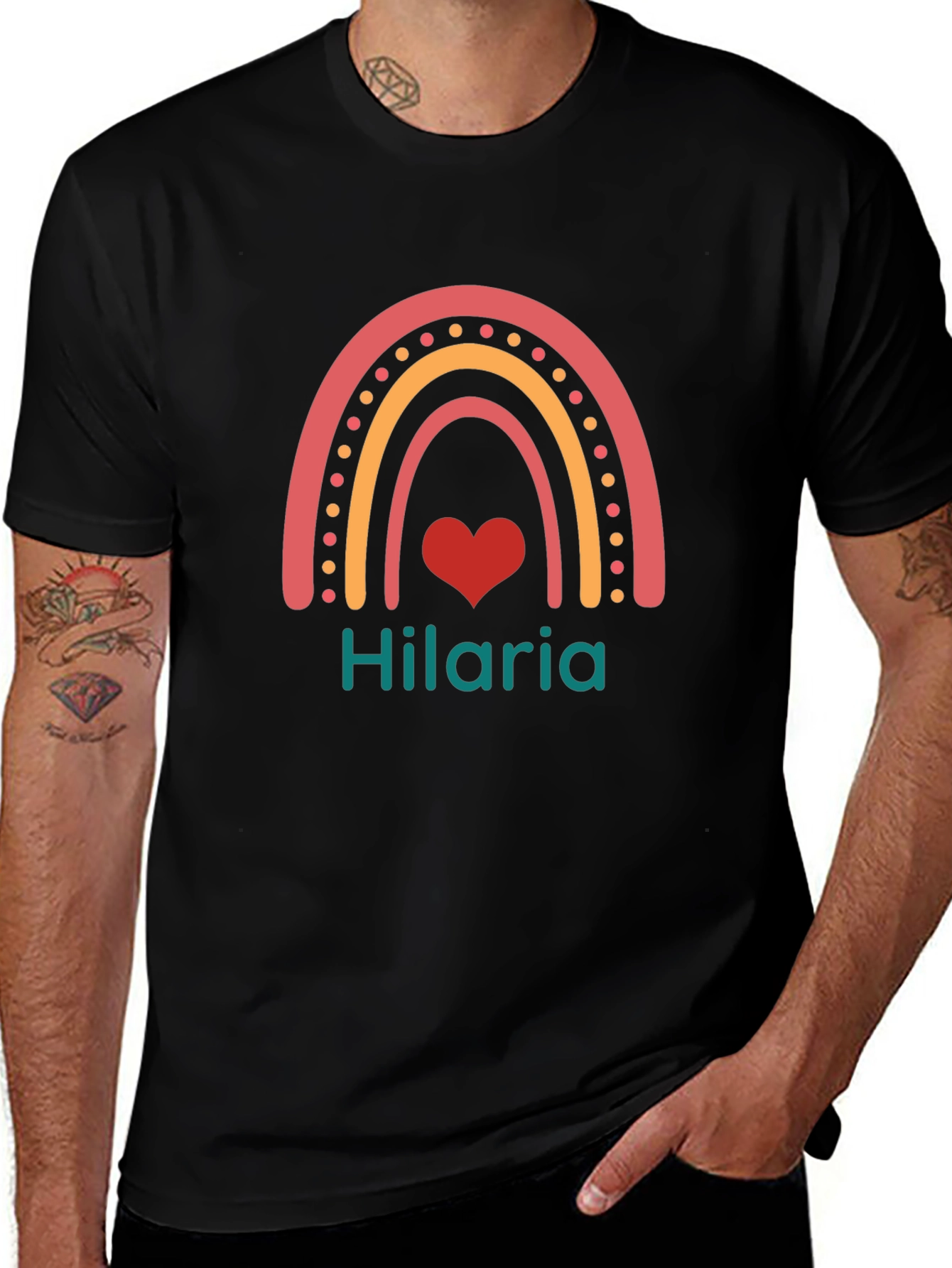 Hilaria Rainbow Heart Graphic T-Shirt