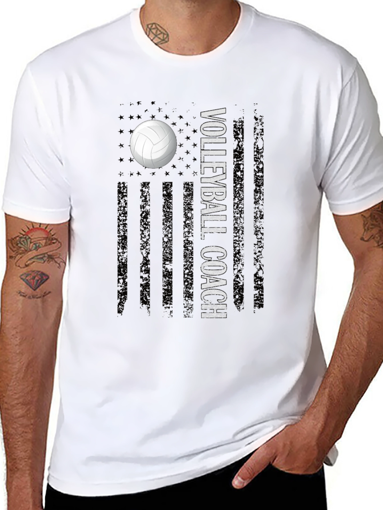 Volleyball Coach USA Flag T-Shirt