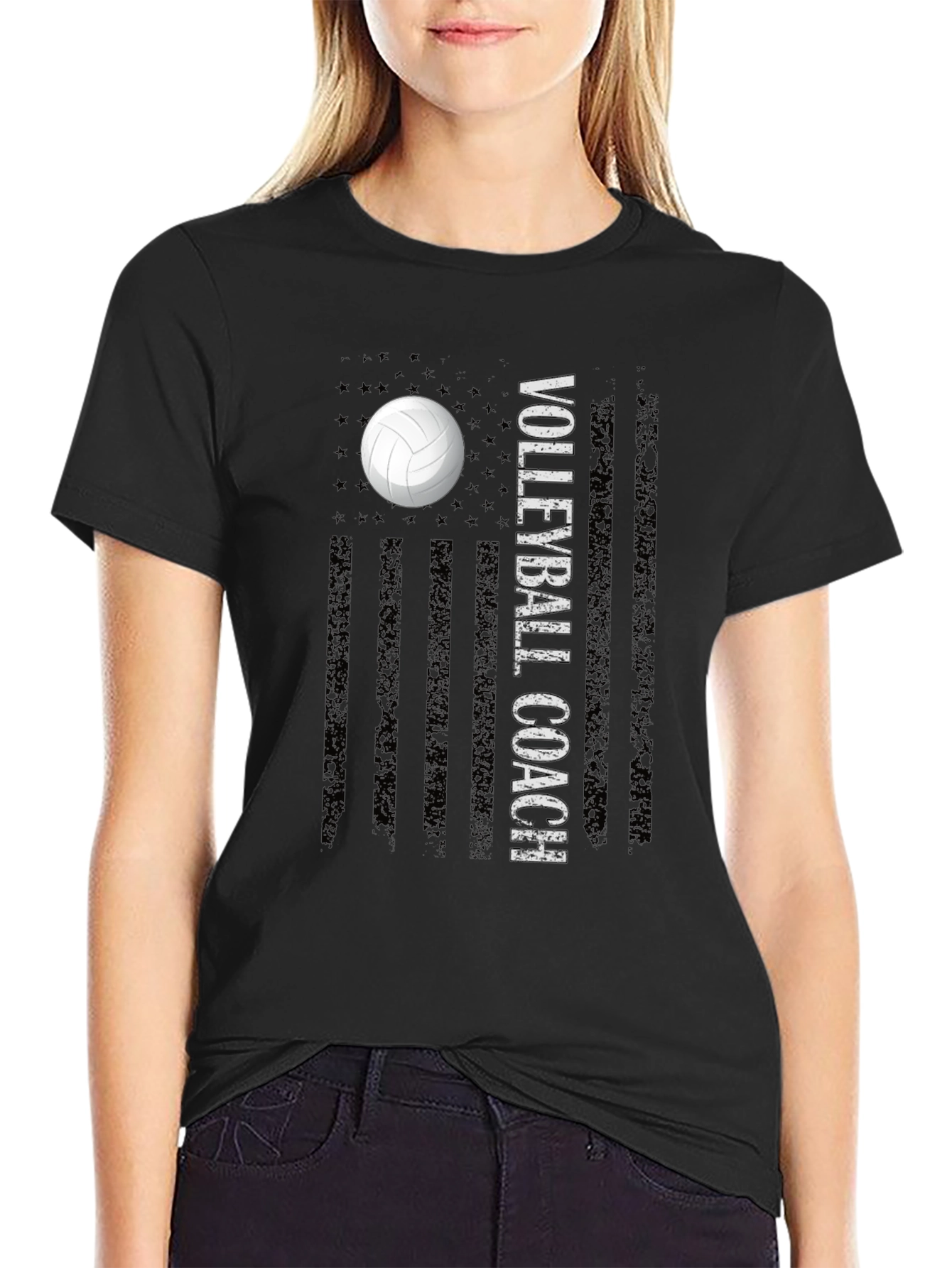 Volleyball Coach USA Flag T-Shirt
