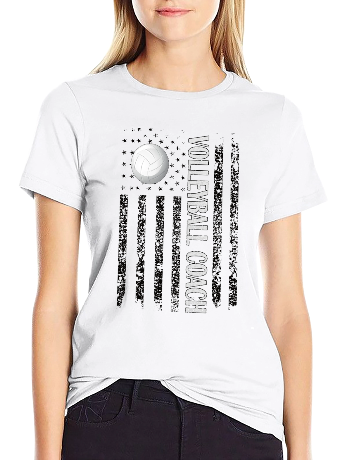 Volleyball Coach USA Flag T-Shirt