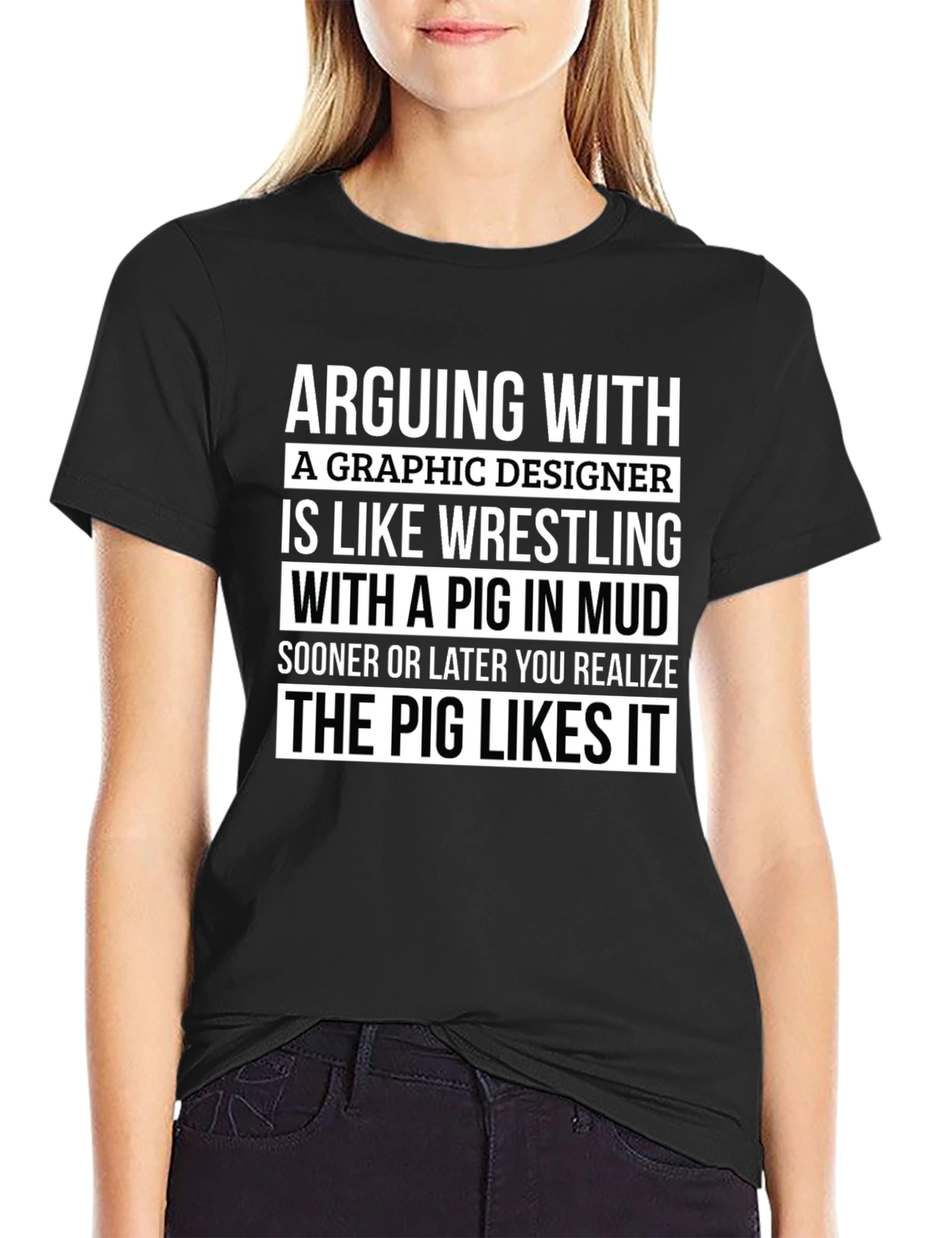 Graphic Designer Pig Wrestling T-Shirt