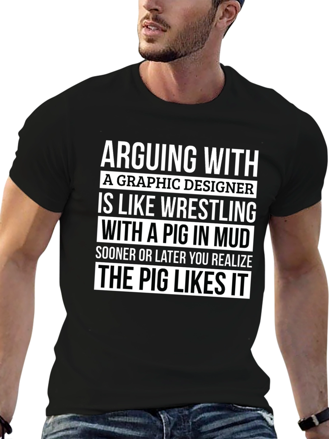 Graphic Designer Pig Wrestling T-Shirt