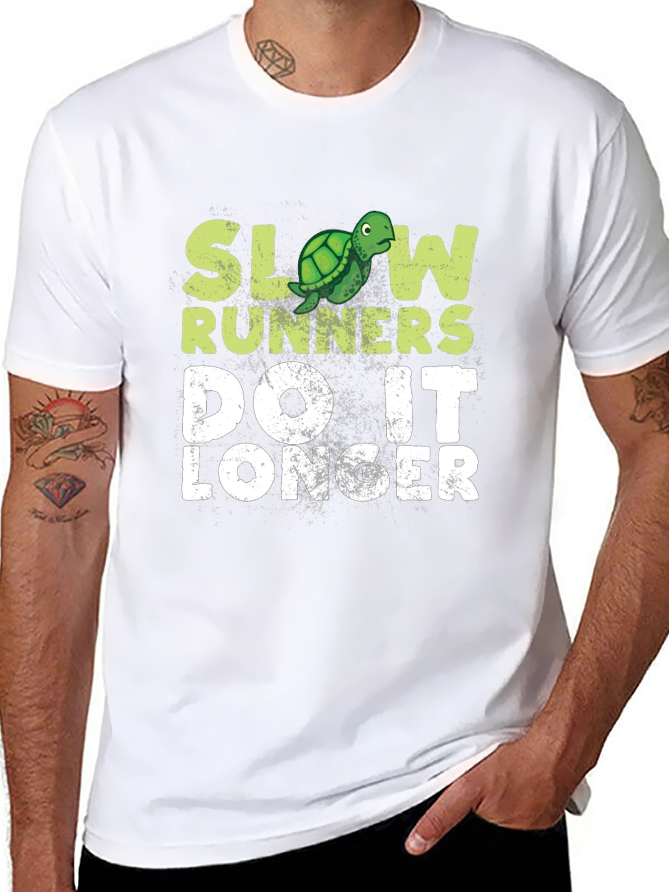 Slow Runners Do It Longer T-Shirt - Turtle Graphic