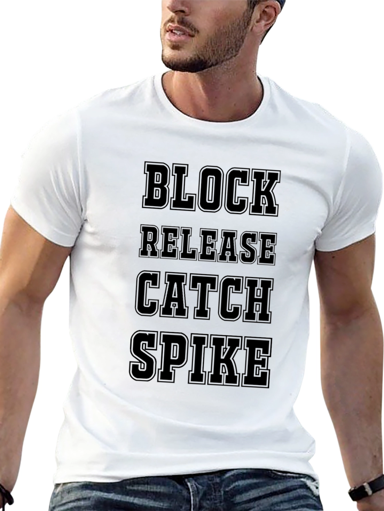 Volleyball Skills T-Shirt - Block Release Catch Spike