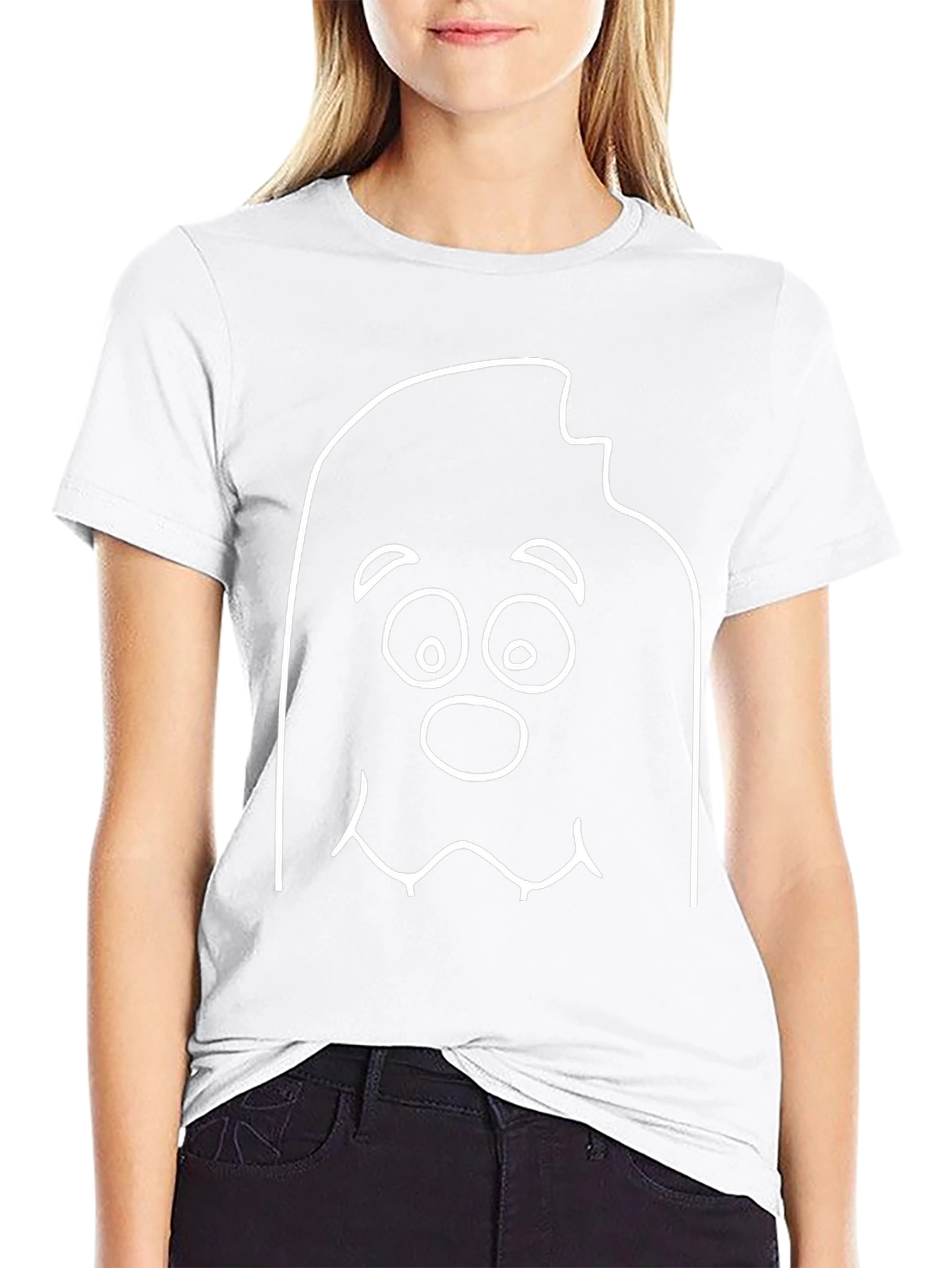Funny Cartoon Ghost Black T-Shirt