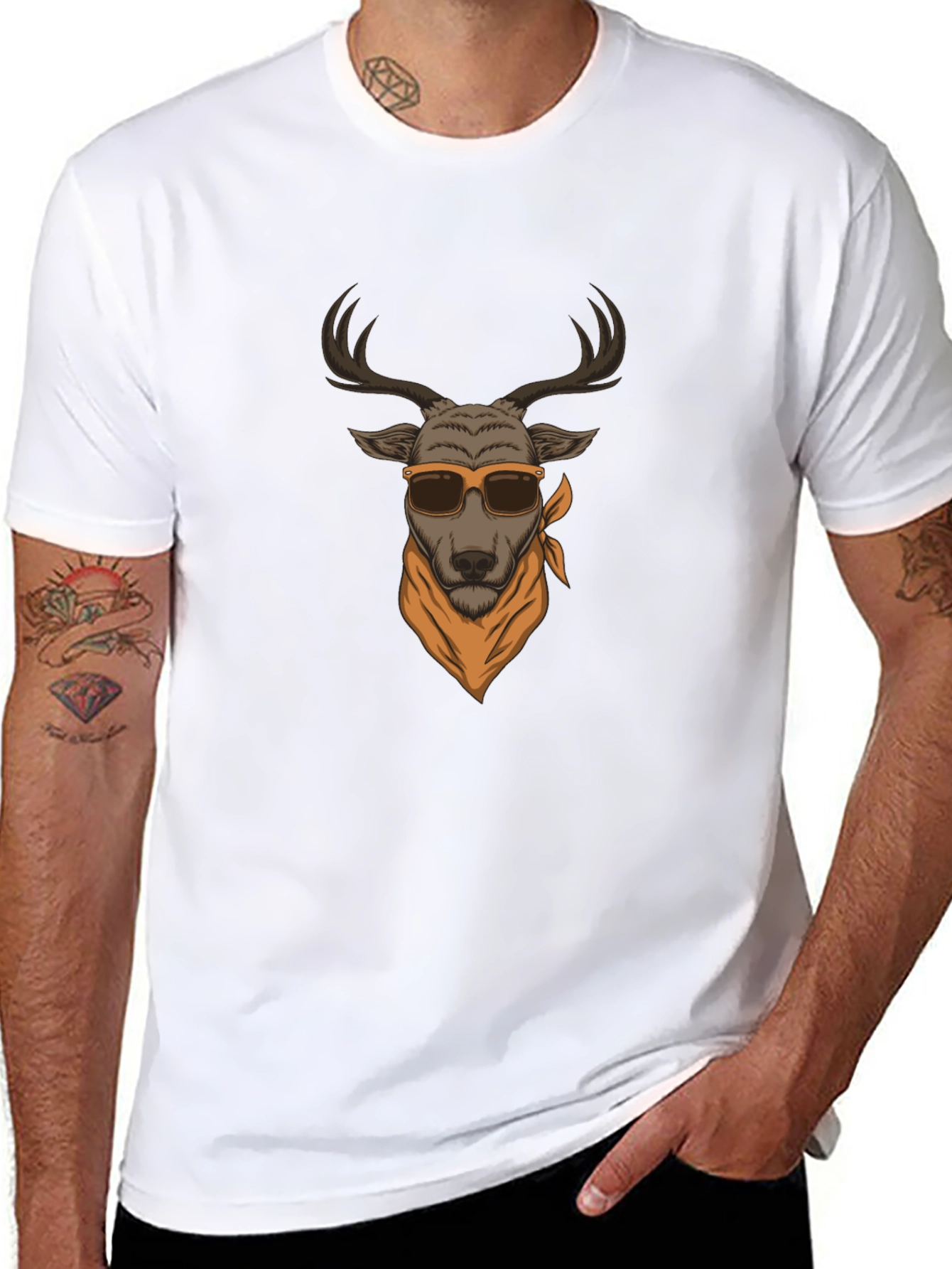 Cool Deer Graphic Tee - Black T-Shirt