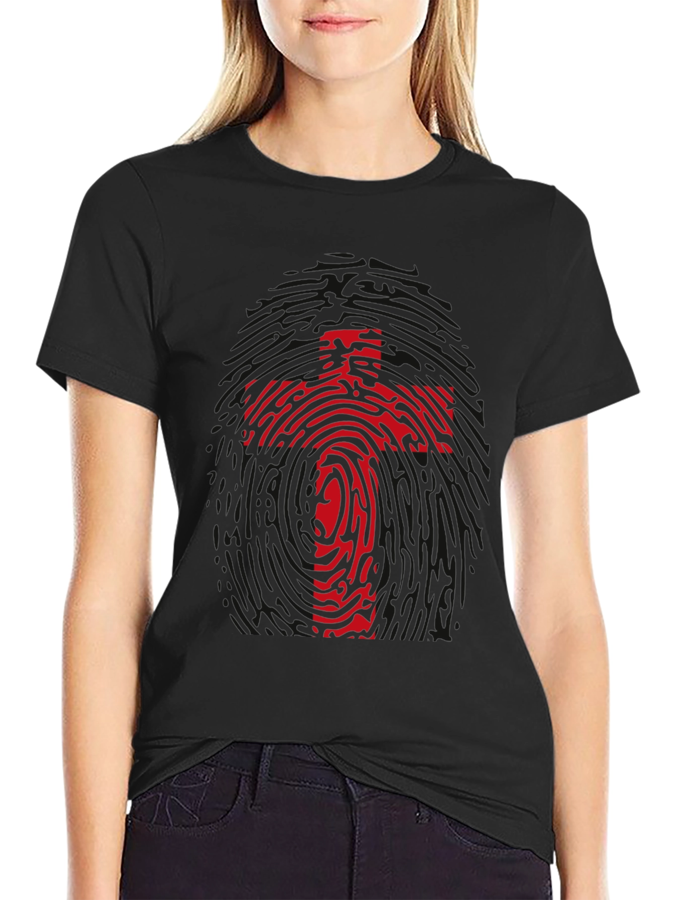 Fingerprint Cross Graphic Tee - Black