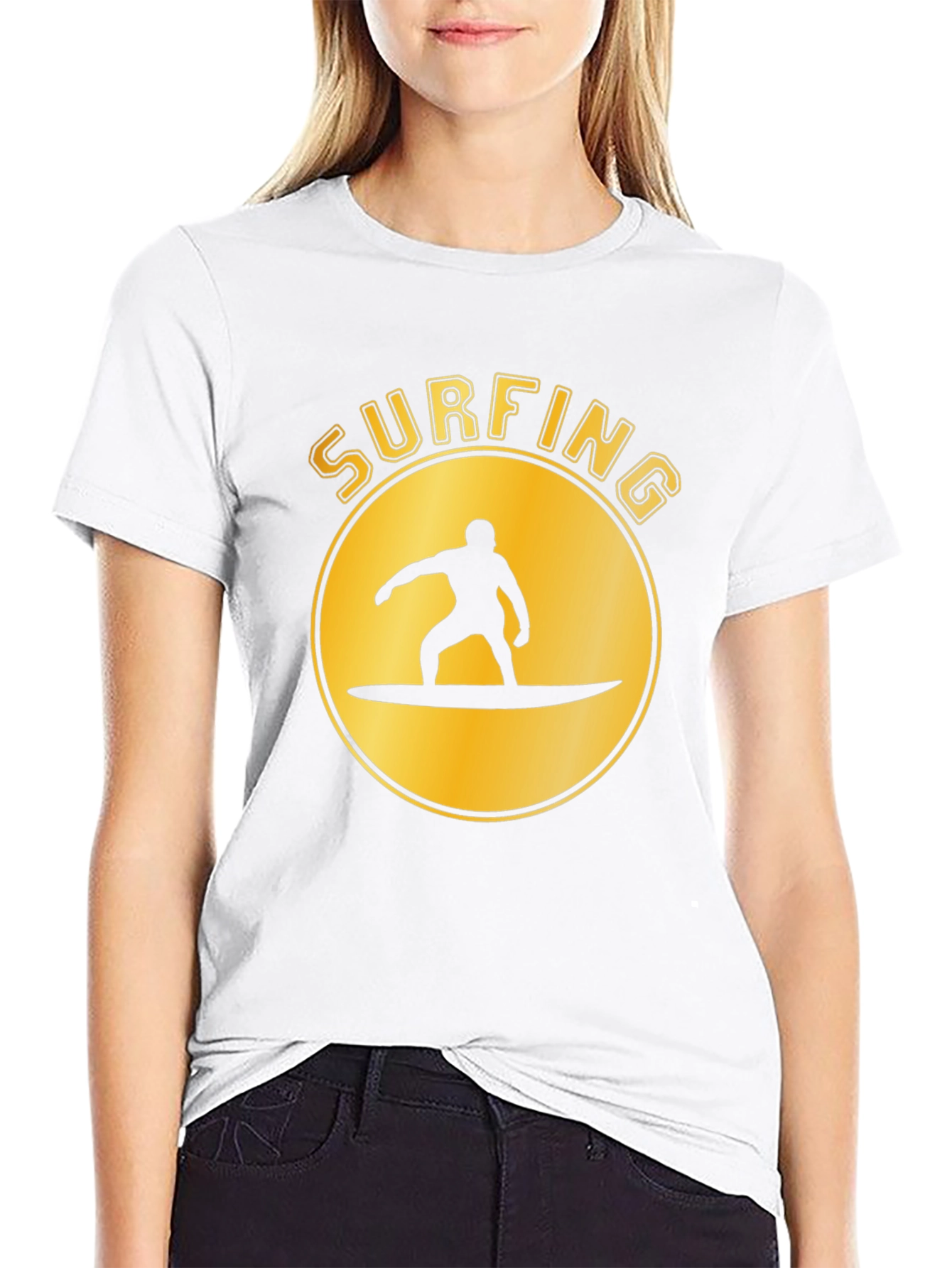 Surfing Silhouette T-Shirt - Black Graphic Tee