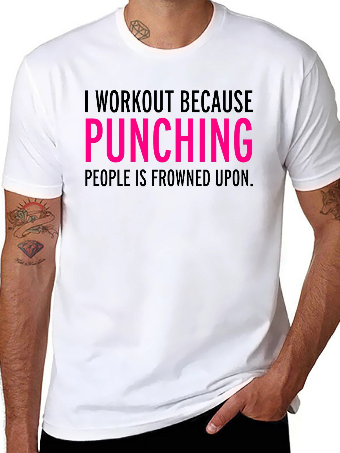 Workout Because Punching Tee - Funny Gym Shirt