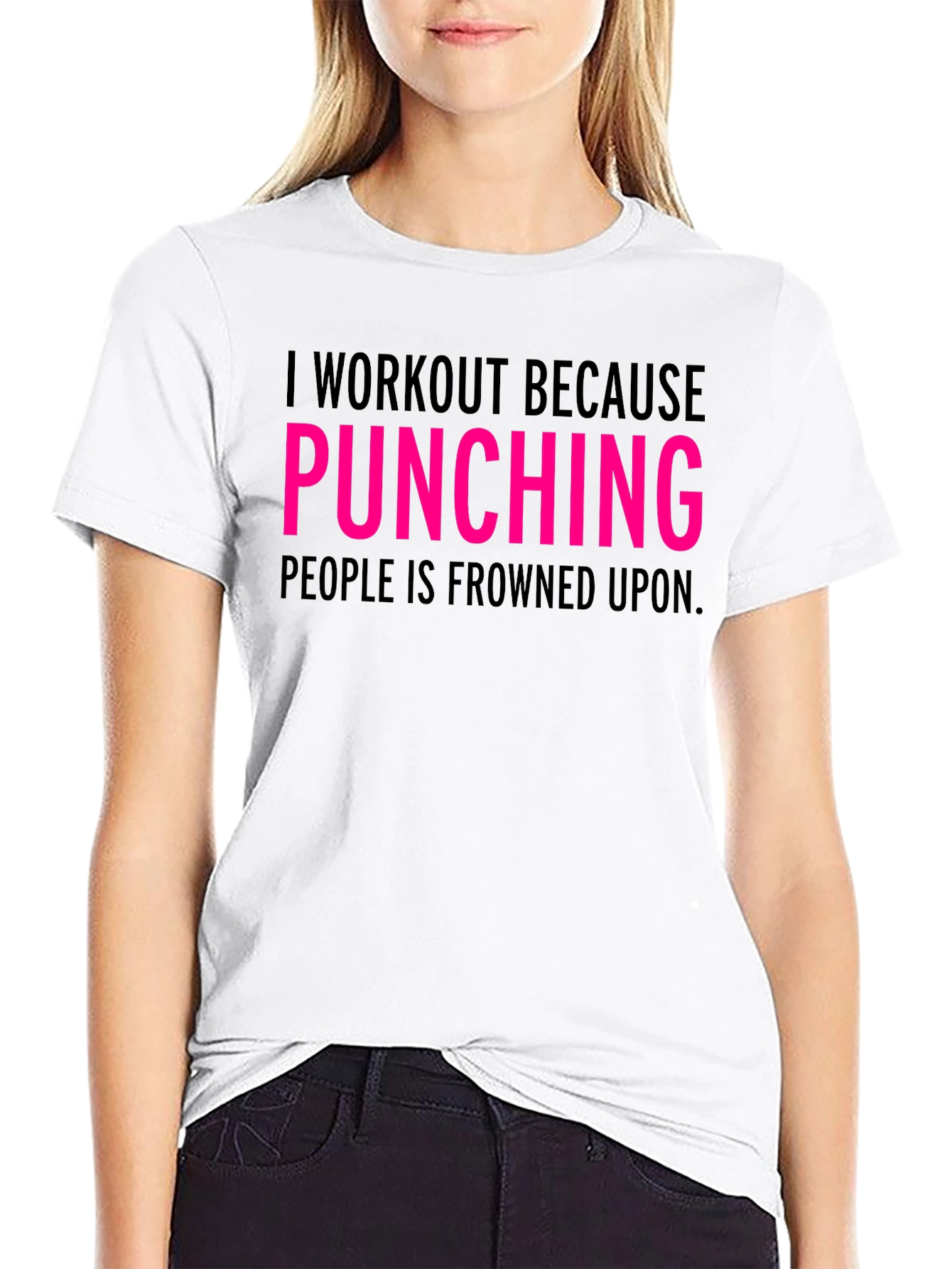 Workout Because Punching Tee - Funny Gym Shirt