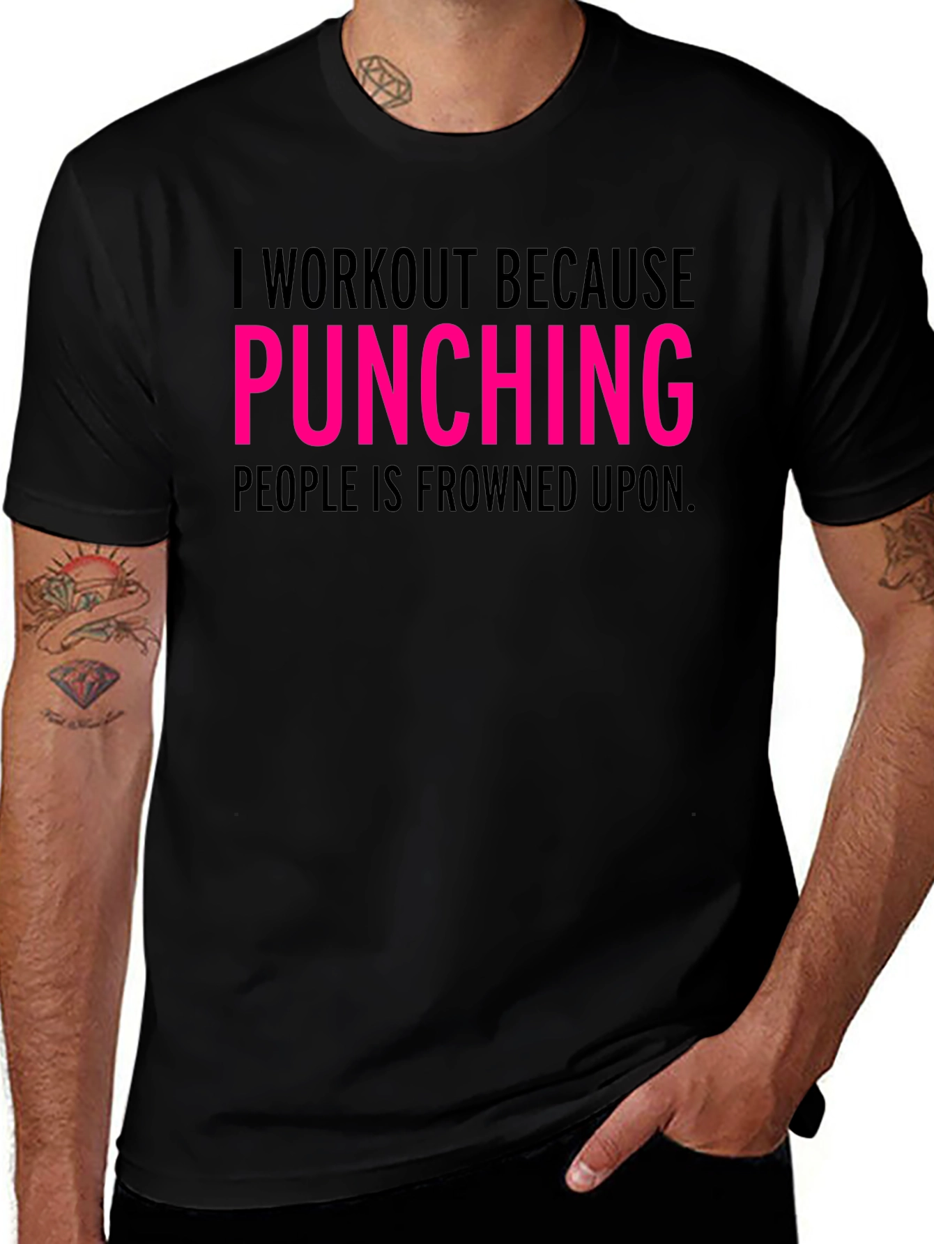 Workout Because Punching Tee - Funny Gym Shirt
