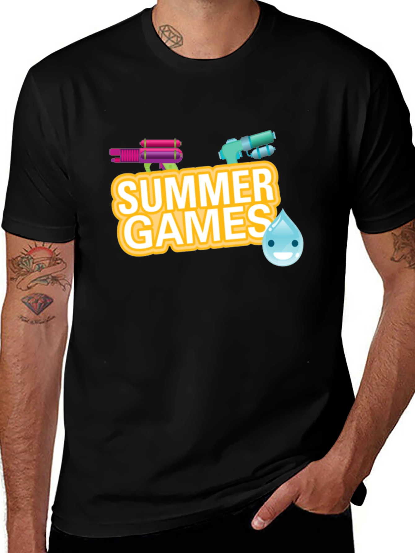 Summer Games Graphic Tee - Black Cotton T-Shirt