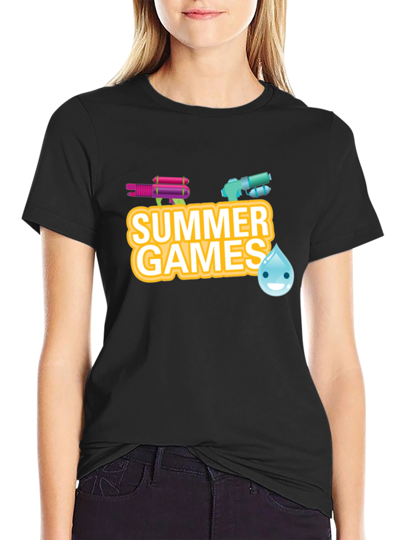 Summer Games Graphic Tee - Black Cotton T-Shirt