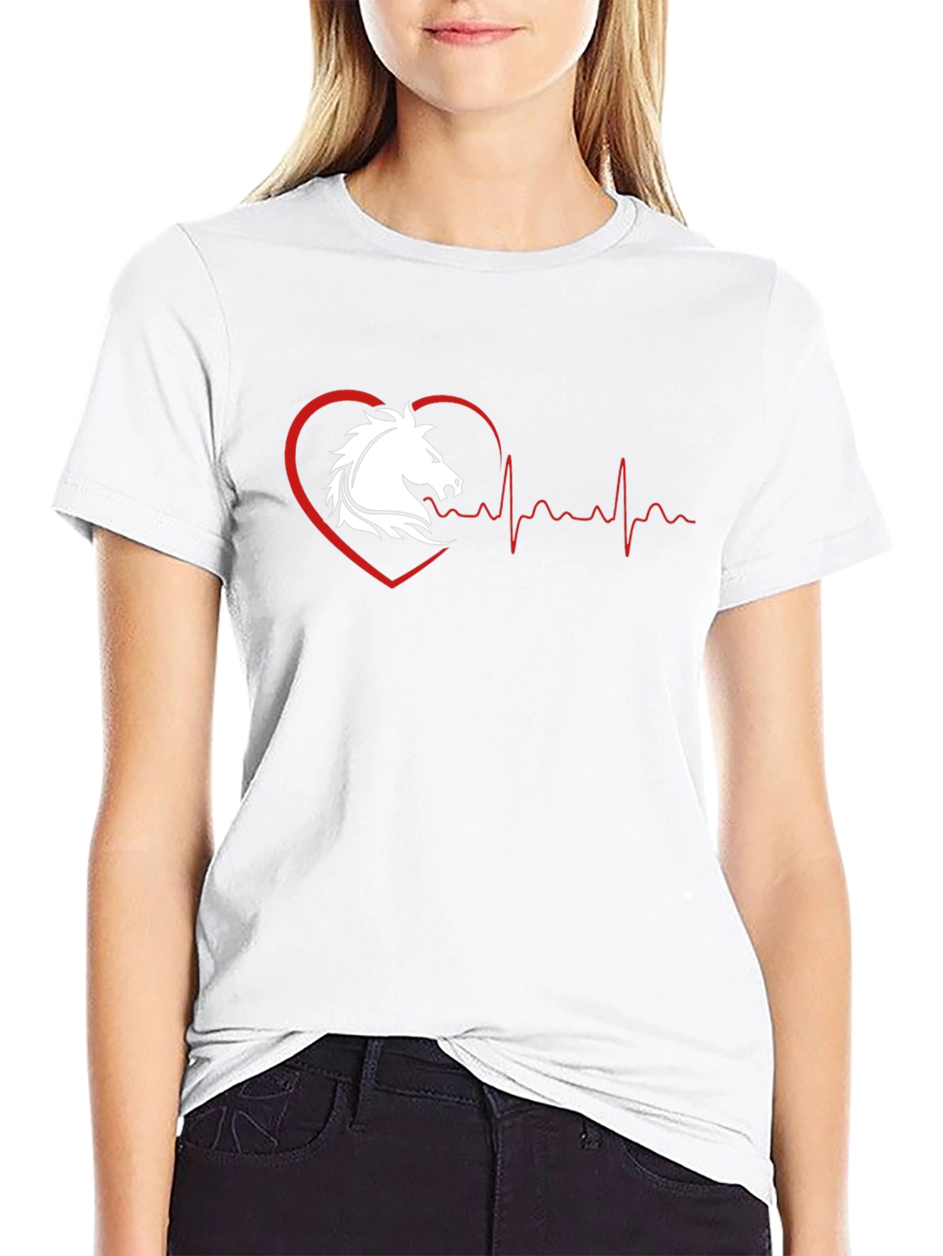 Horse Heartbeat Graphic Tee - Black