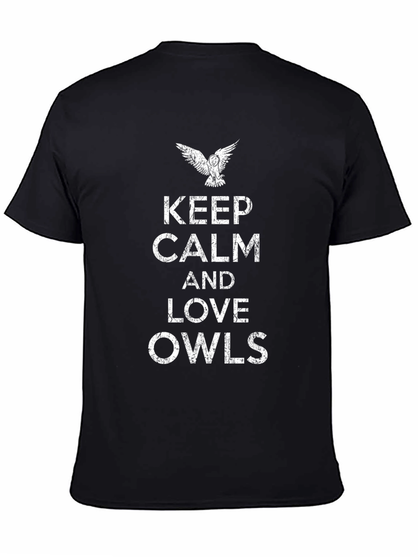 Keep Calm and Love Owls Black T-Shirt