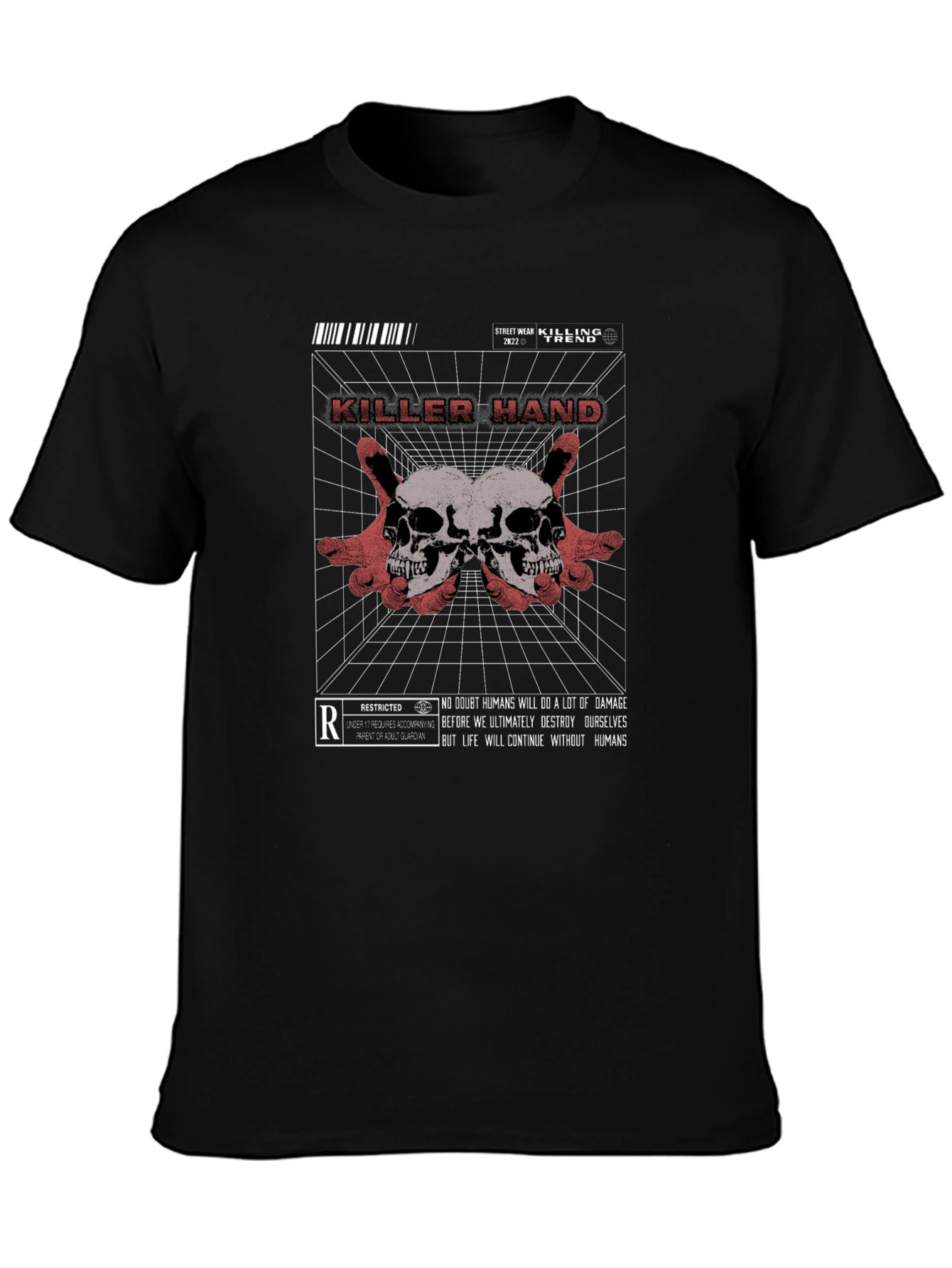Killer Hand Graphic Print Black T-Shirt