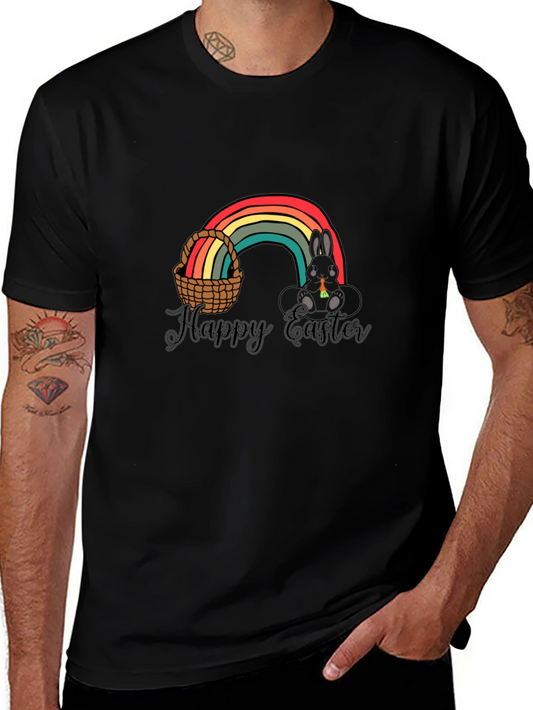 Happy Easter Rainbow Bunny Graphic T-Shirt