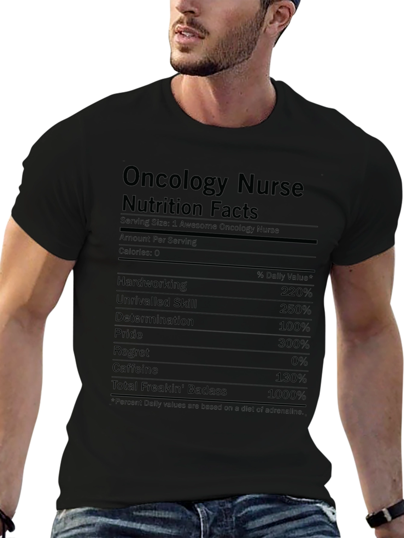 Oncology Nurse Nutrition Facts Graphic T-Shirt