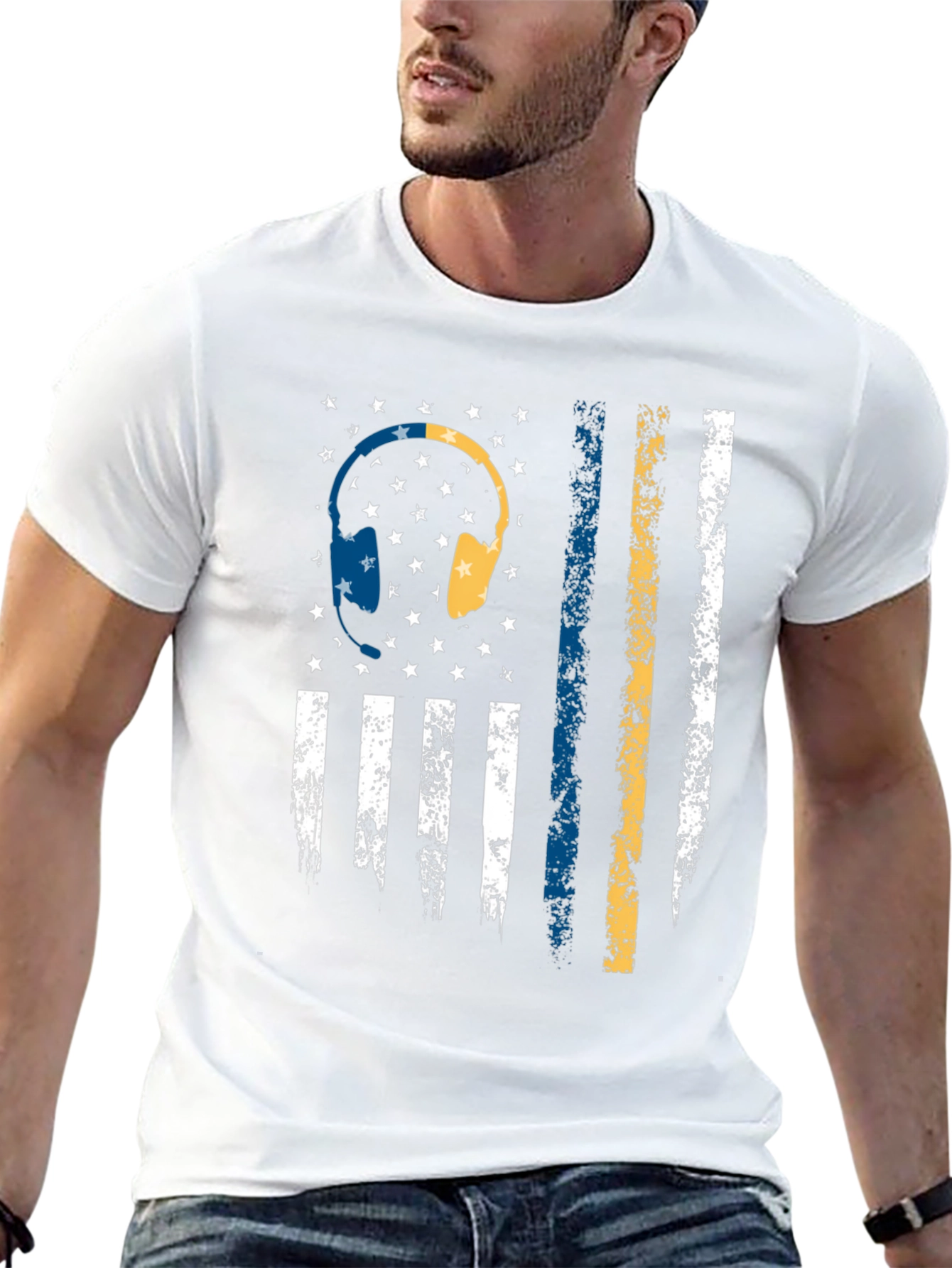 Headphone American Flag Graphic Tee