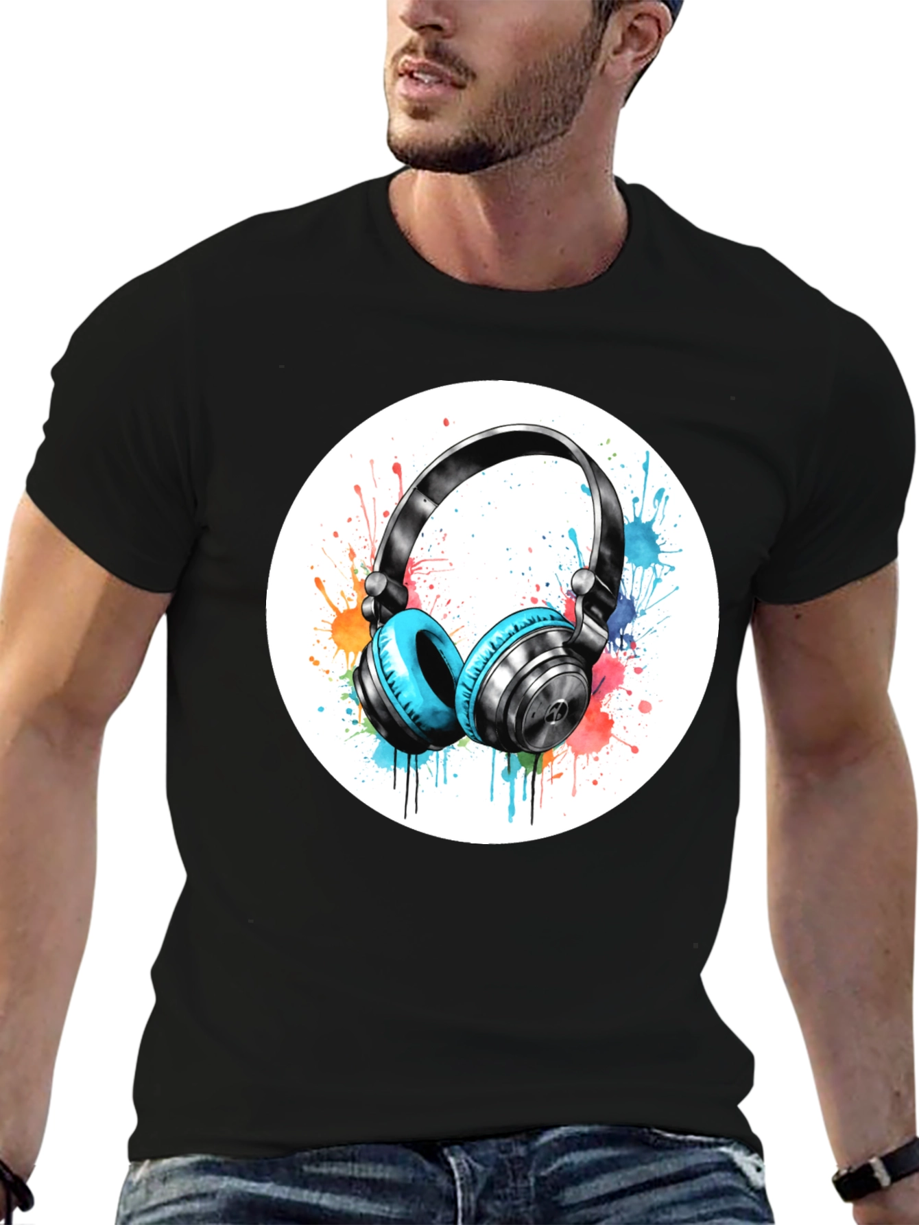 Stylish Headphone Graphic Tee - Music Lovers Shirt