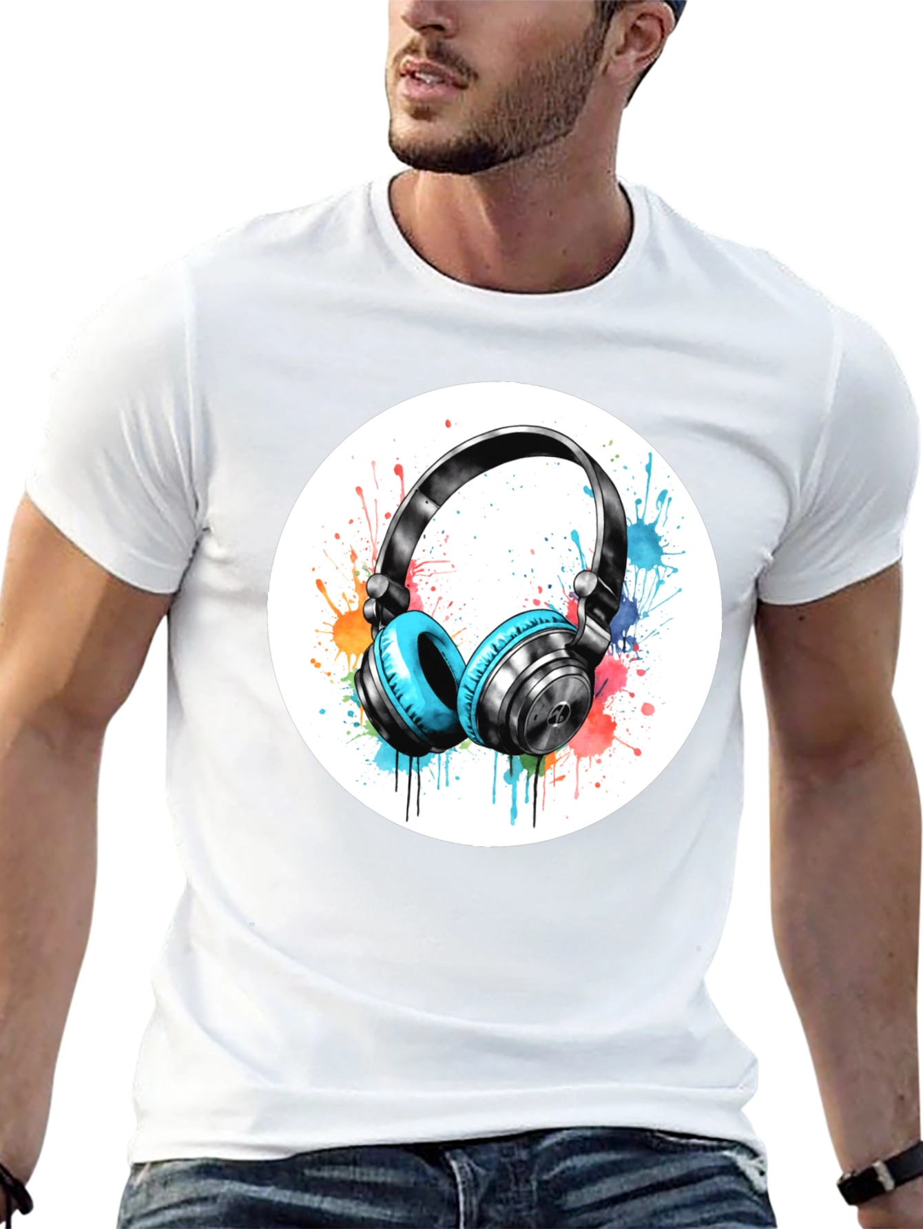 Stylish Headphone Graphic Tee - Music Lovers Shirt