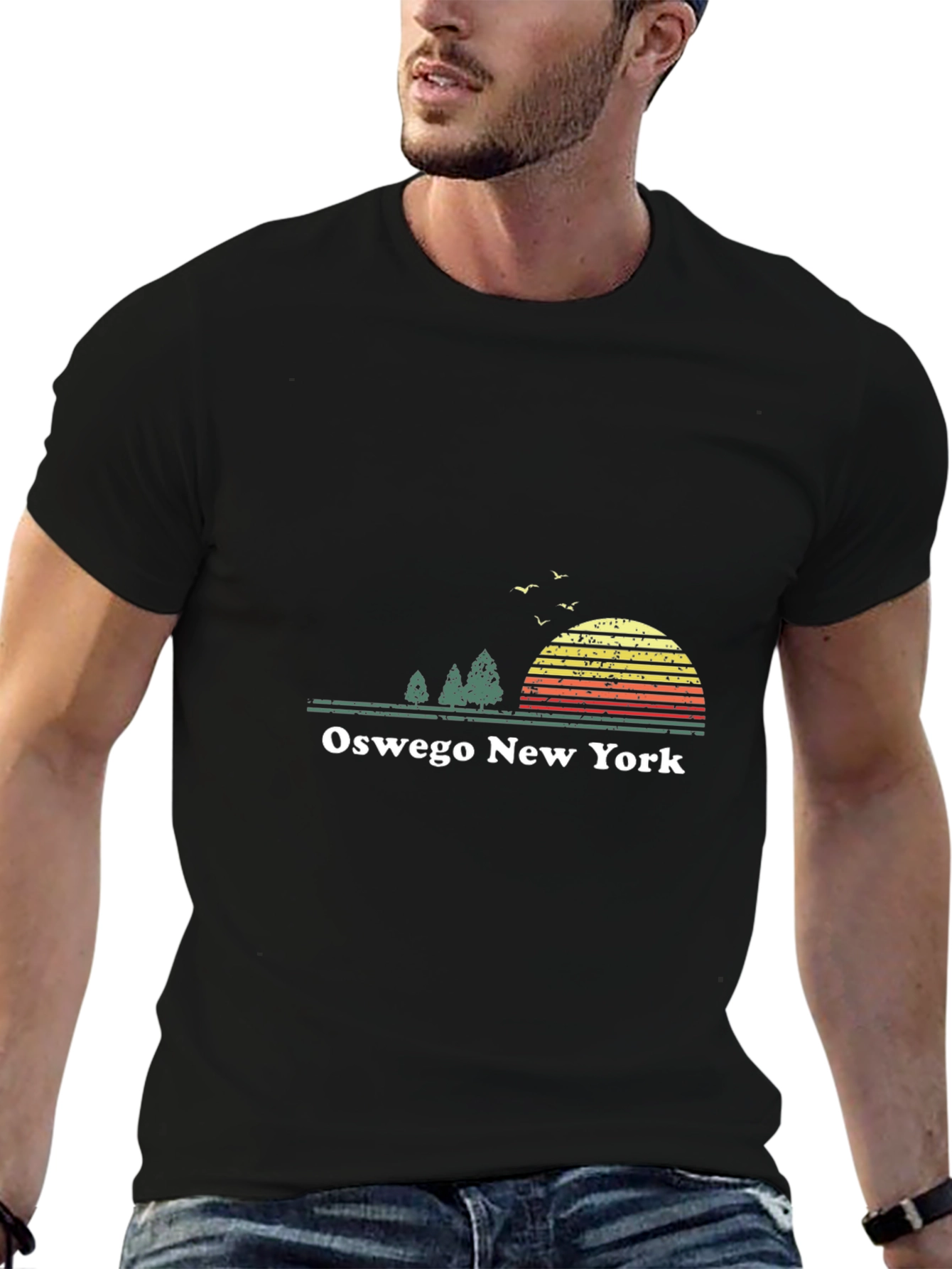 Oswego New York Retro Sunset Graphic T-Shirt