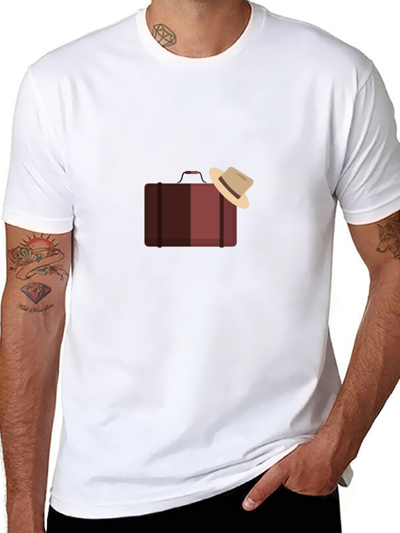Suitcase and Hat Graphic T-Shirt