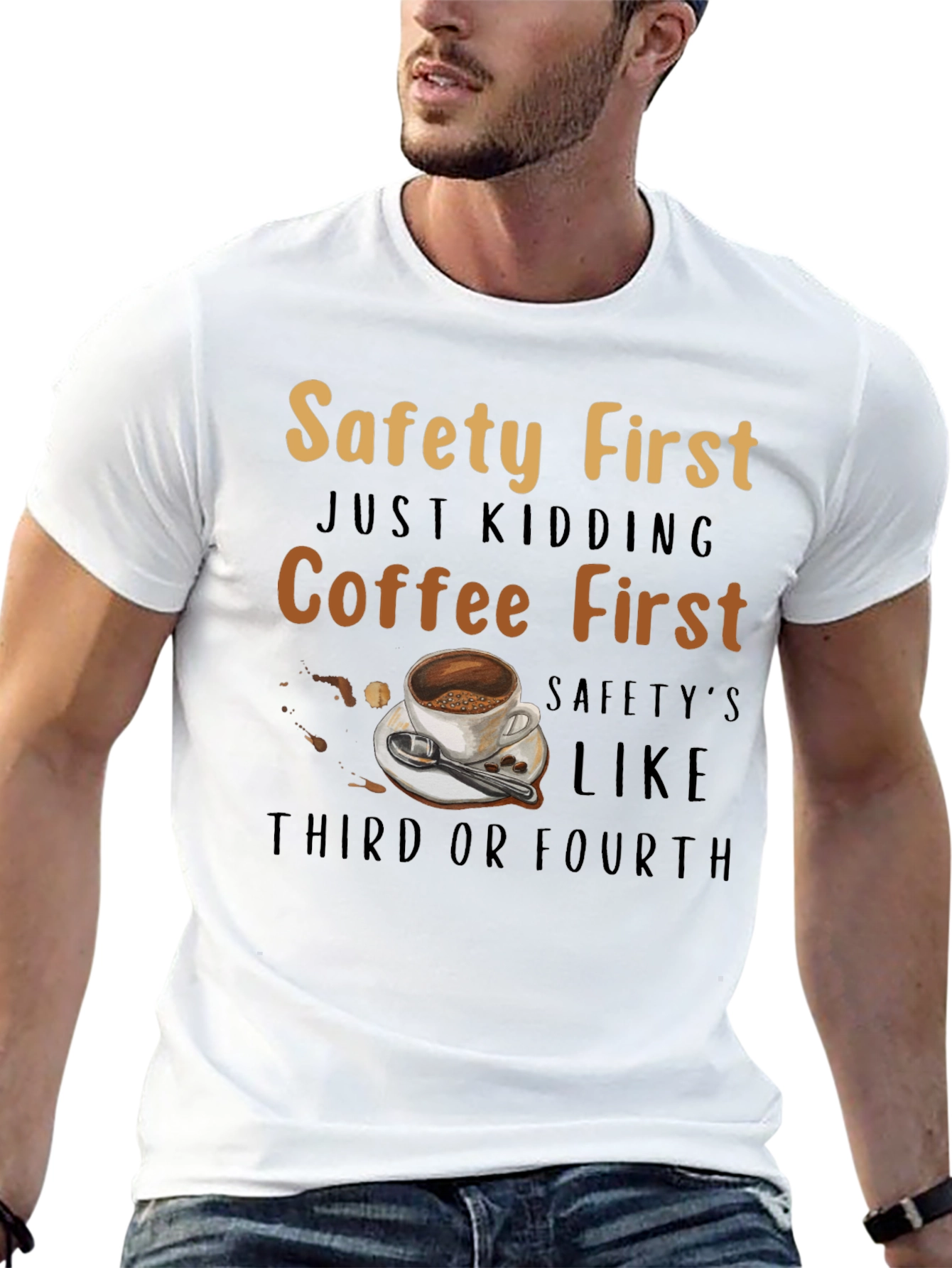 Coffee First Graphic Tee - Humorous Apparel